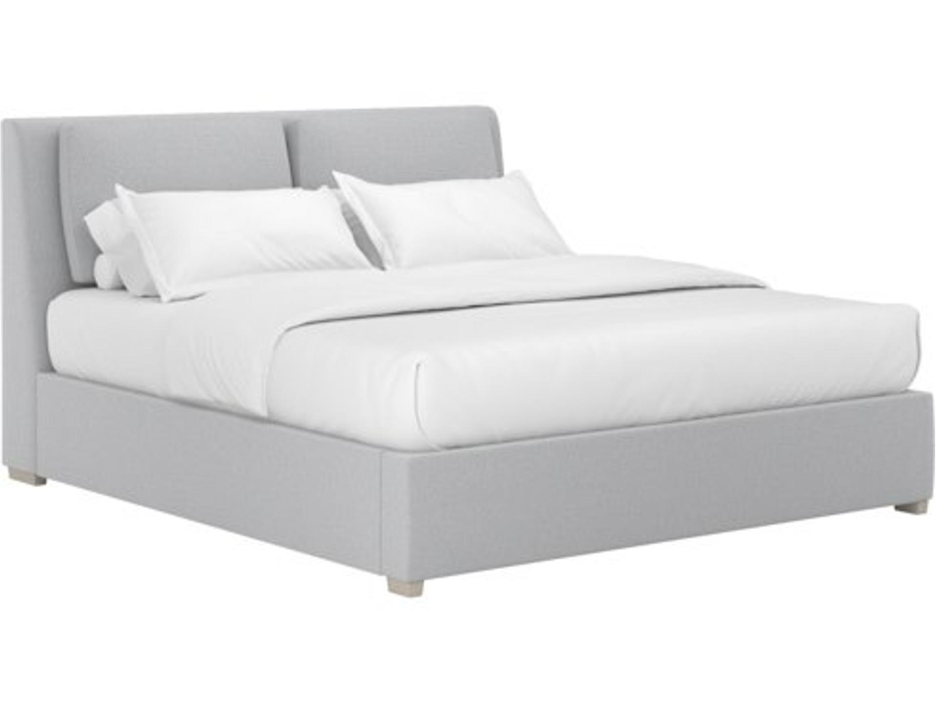 Grant Queen Pillow Track Upholstered Bed in Aluminum Crypton Fabric