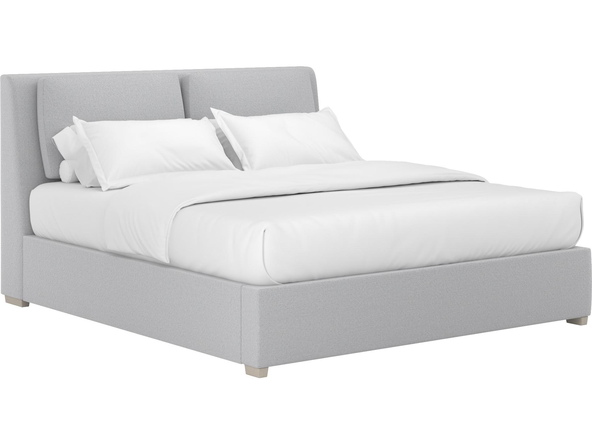 Grant King Pillow Back Upholstered Bed in Aluminum Crypton Fabric