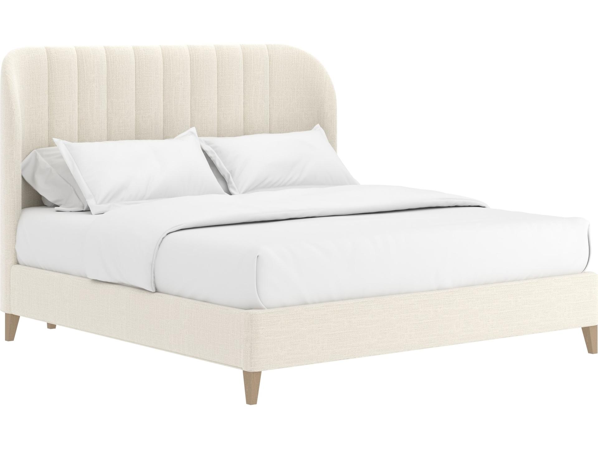 Dante King Wide Channel Upholstered Bed in Custard Crypton Fabric