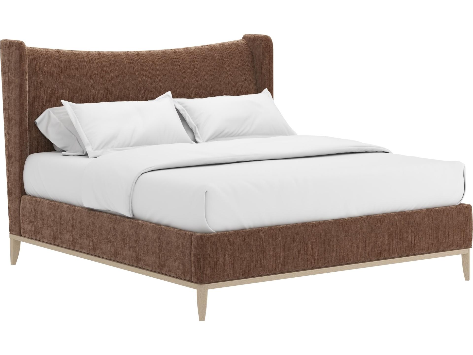 Edwin King Wing Shelter Upholstered Bed in Suede