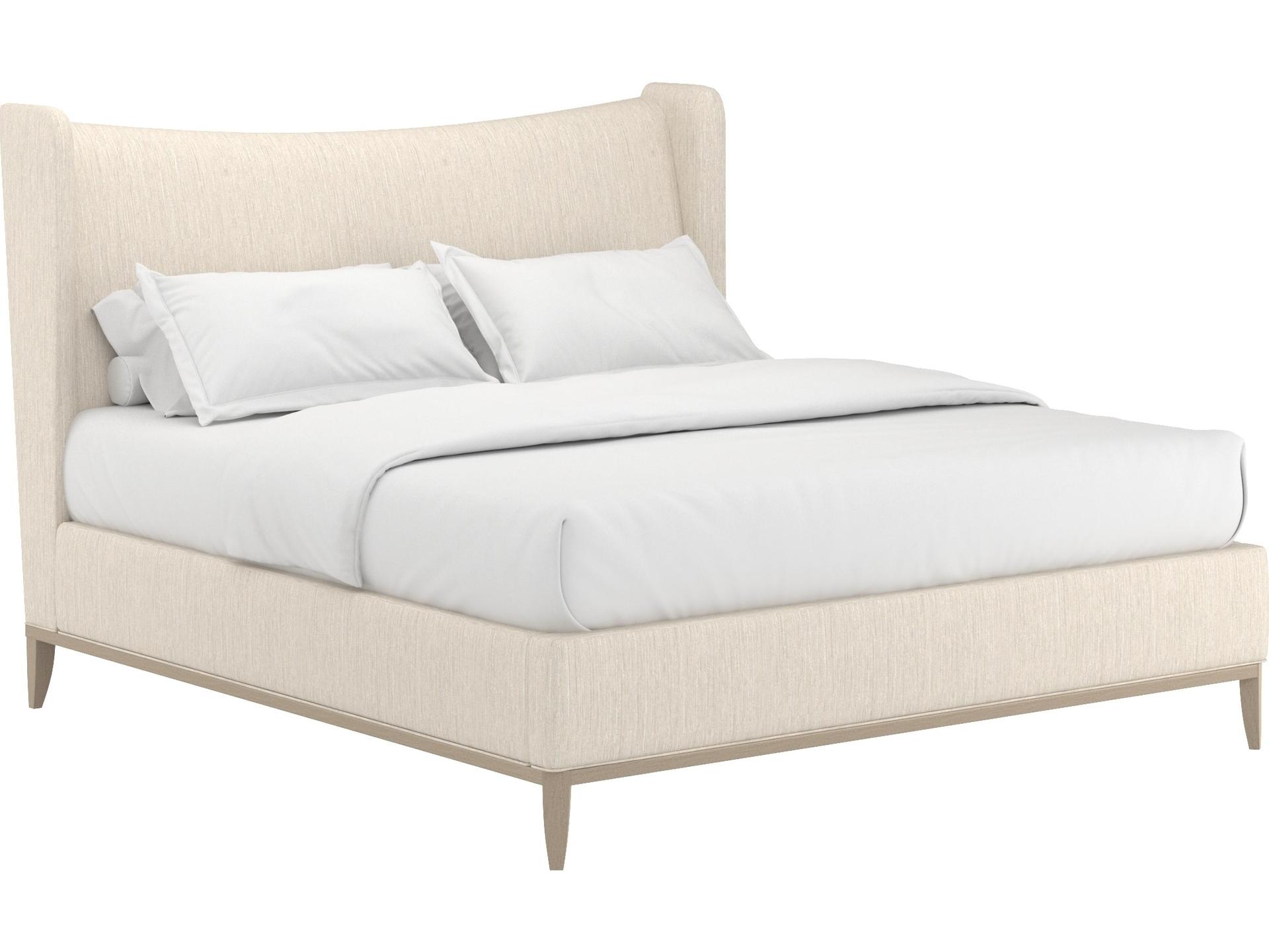 Edwin King Wing Shelter Upholstered Bed in Creme
