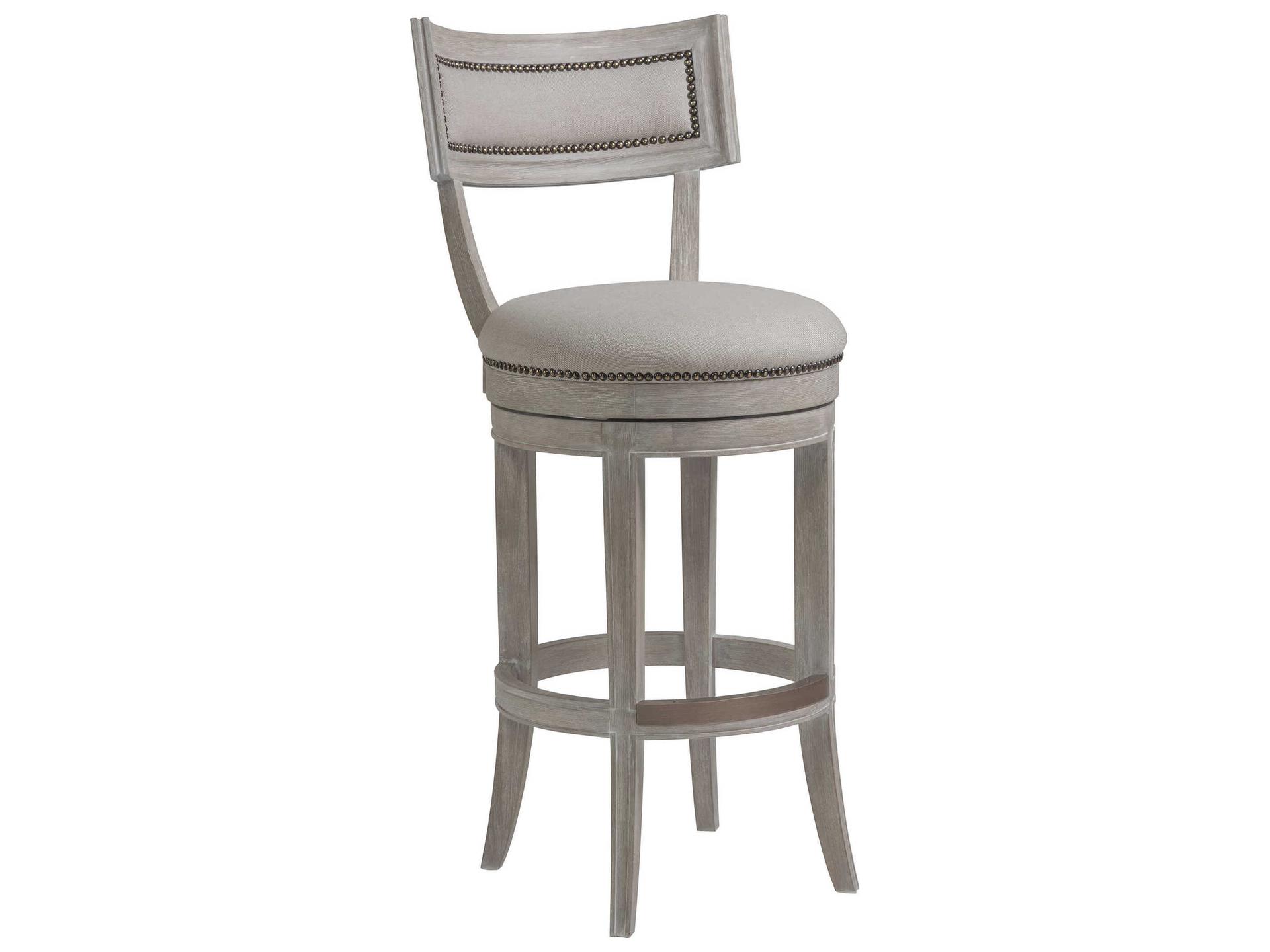 Home Aperitif Cohesion Swivel Bar Stool in Greige Fabric and Bianco Finish