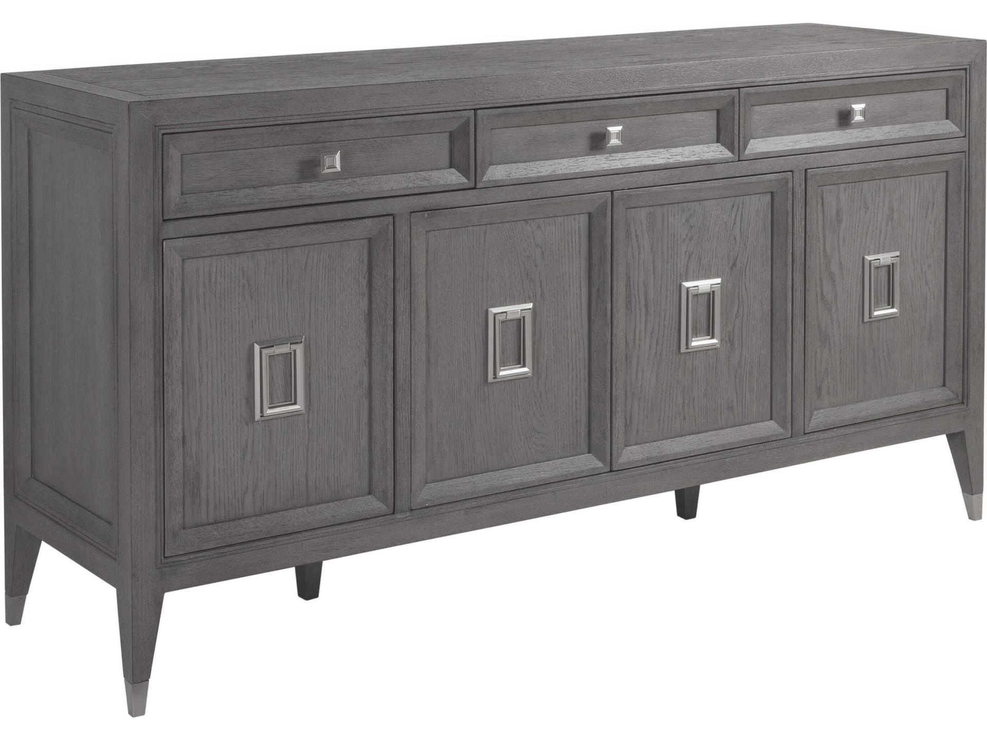 Appellation 66-Inch Gray Wood Buffet with Brushed Nickel Accents