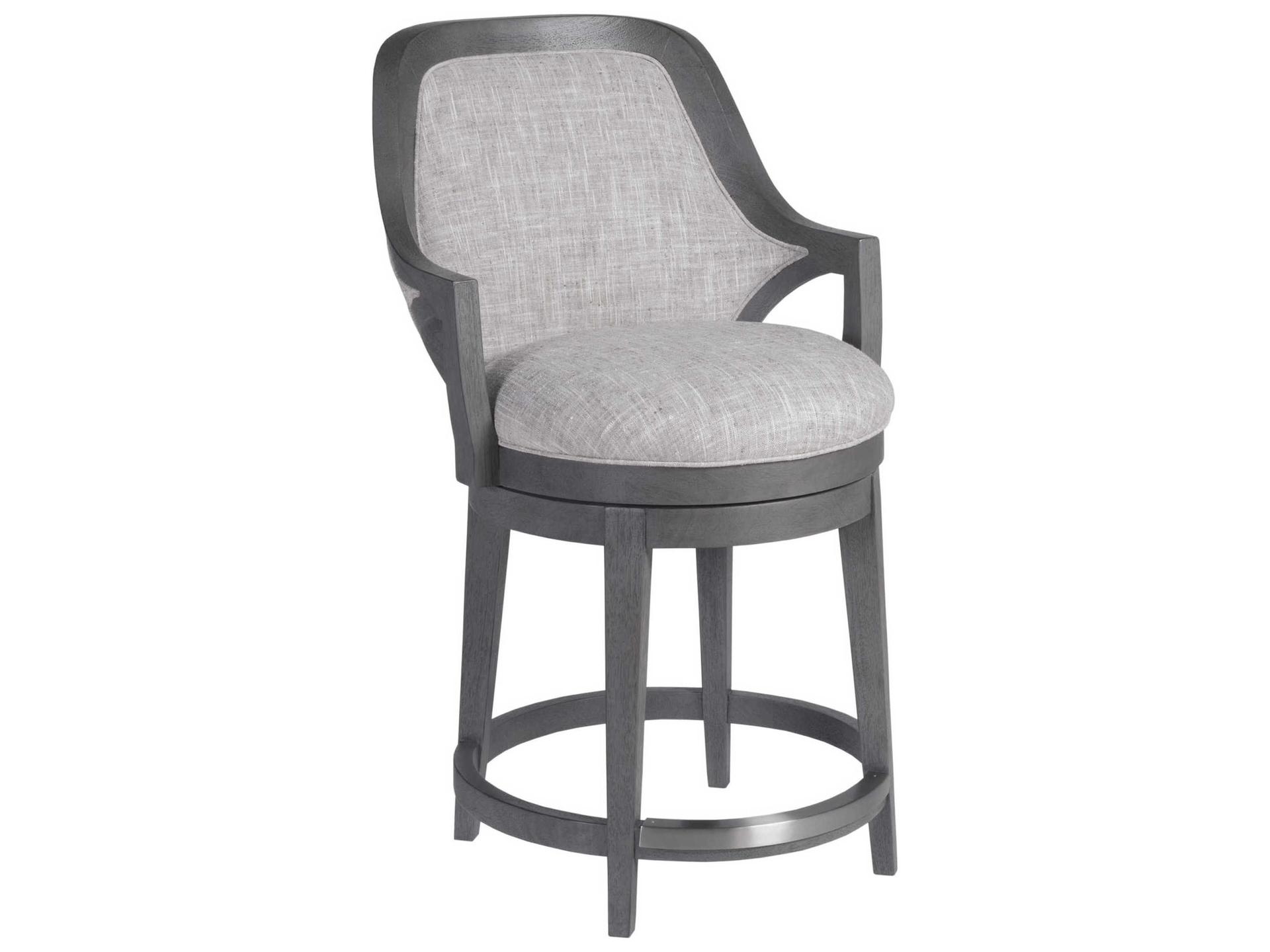 Home Appellation Upholstered Swivel Counter Stool in Gray Wirebrushed