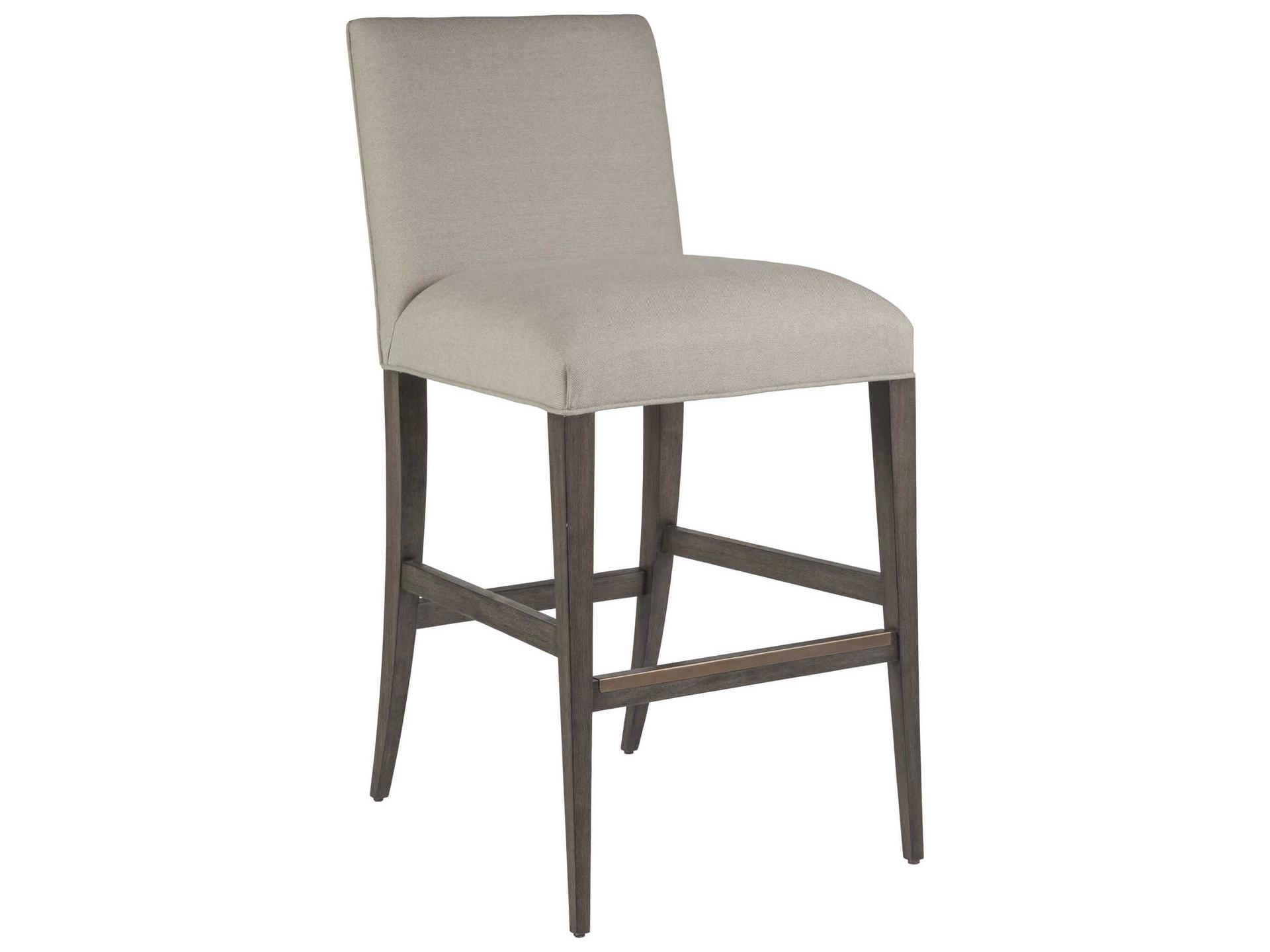 Home Madox Upholstered Low Back Barstool in Antico Finish with Greige Fabric