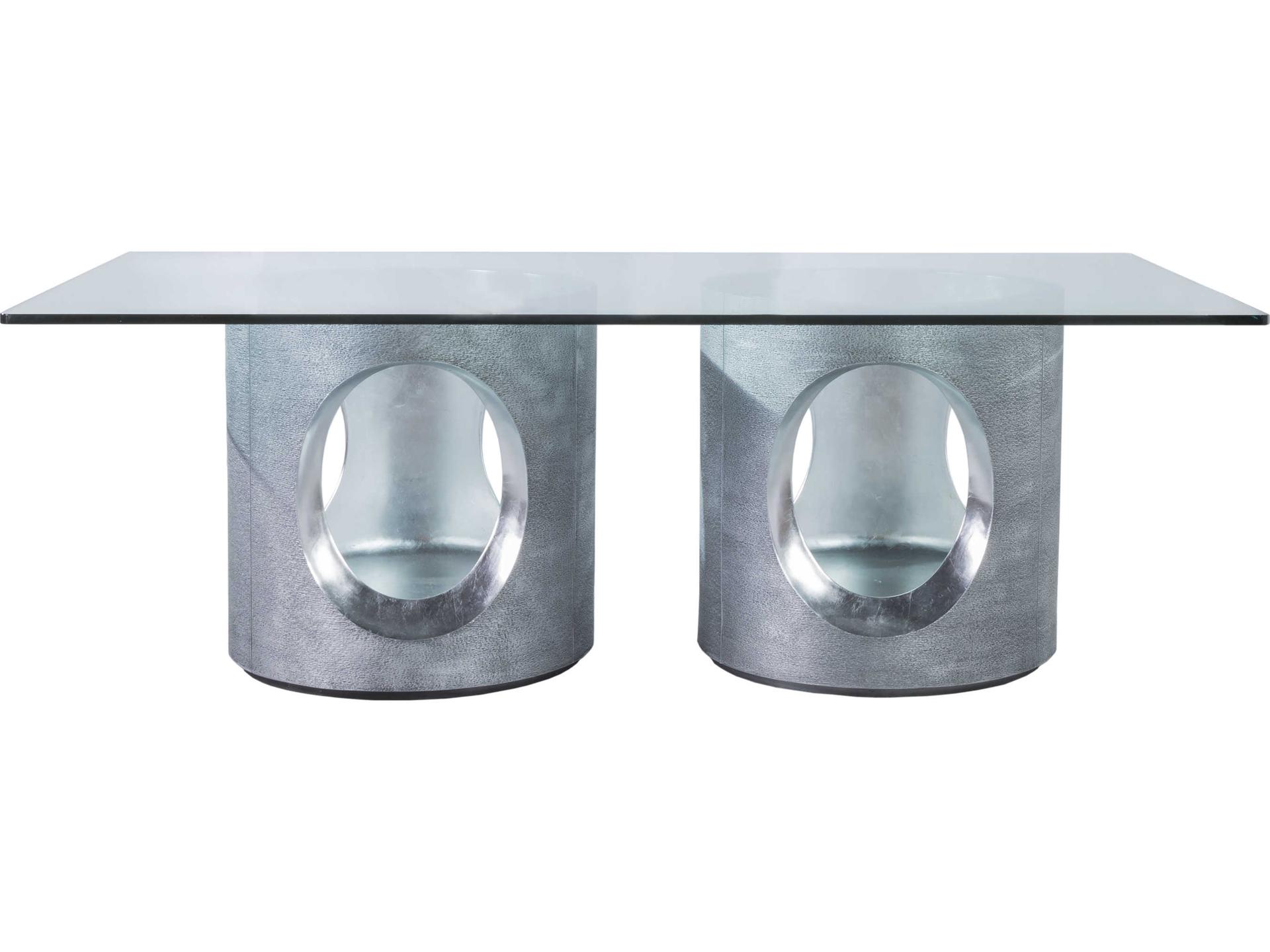 Signature Designs Circa Rectangular Glass Textured Gray Dining Table