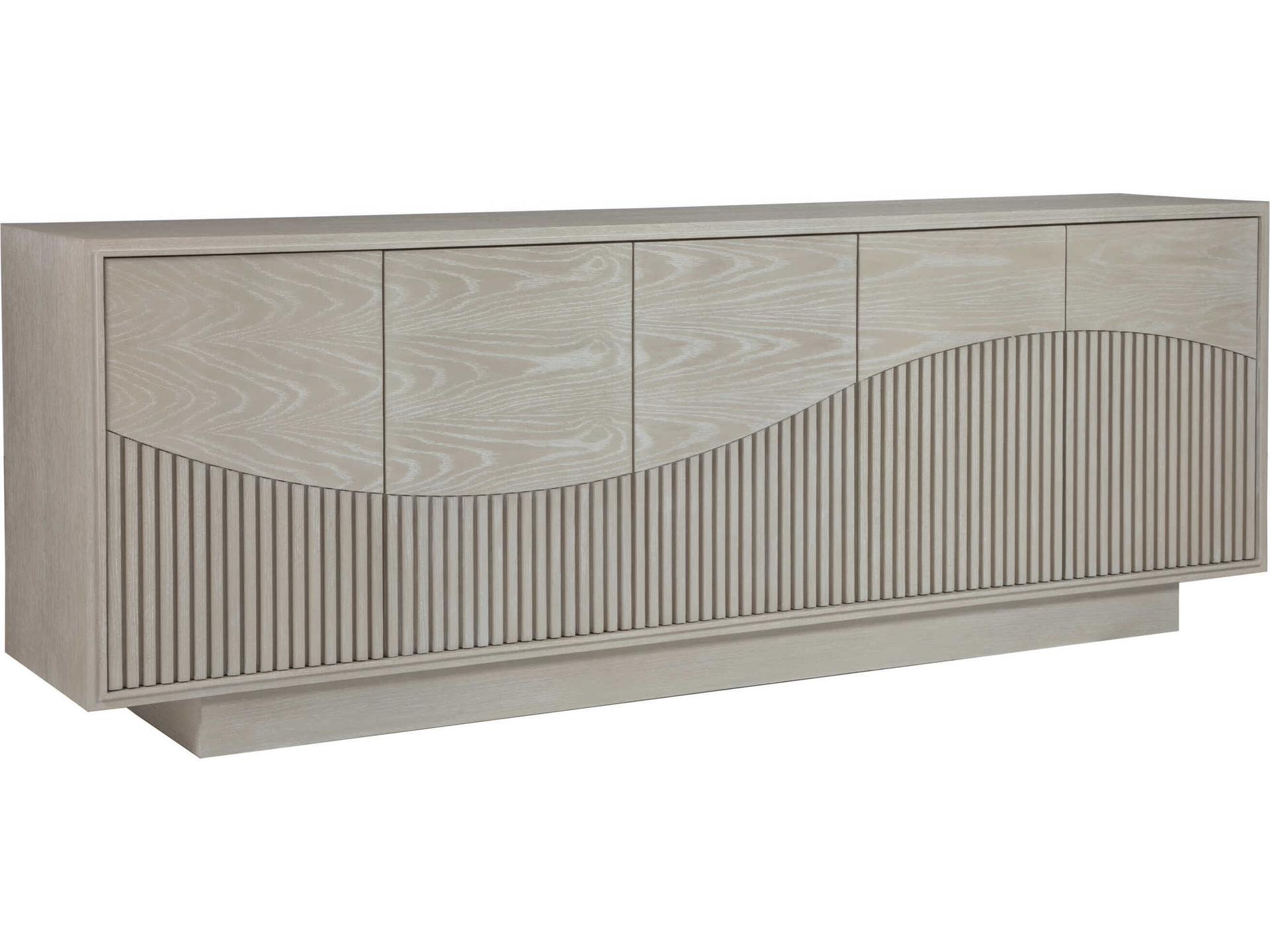 Home Daybreak 87-Inch Oak Wood Media Console in Light Taupe