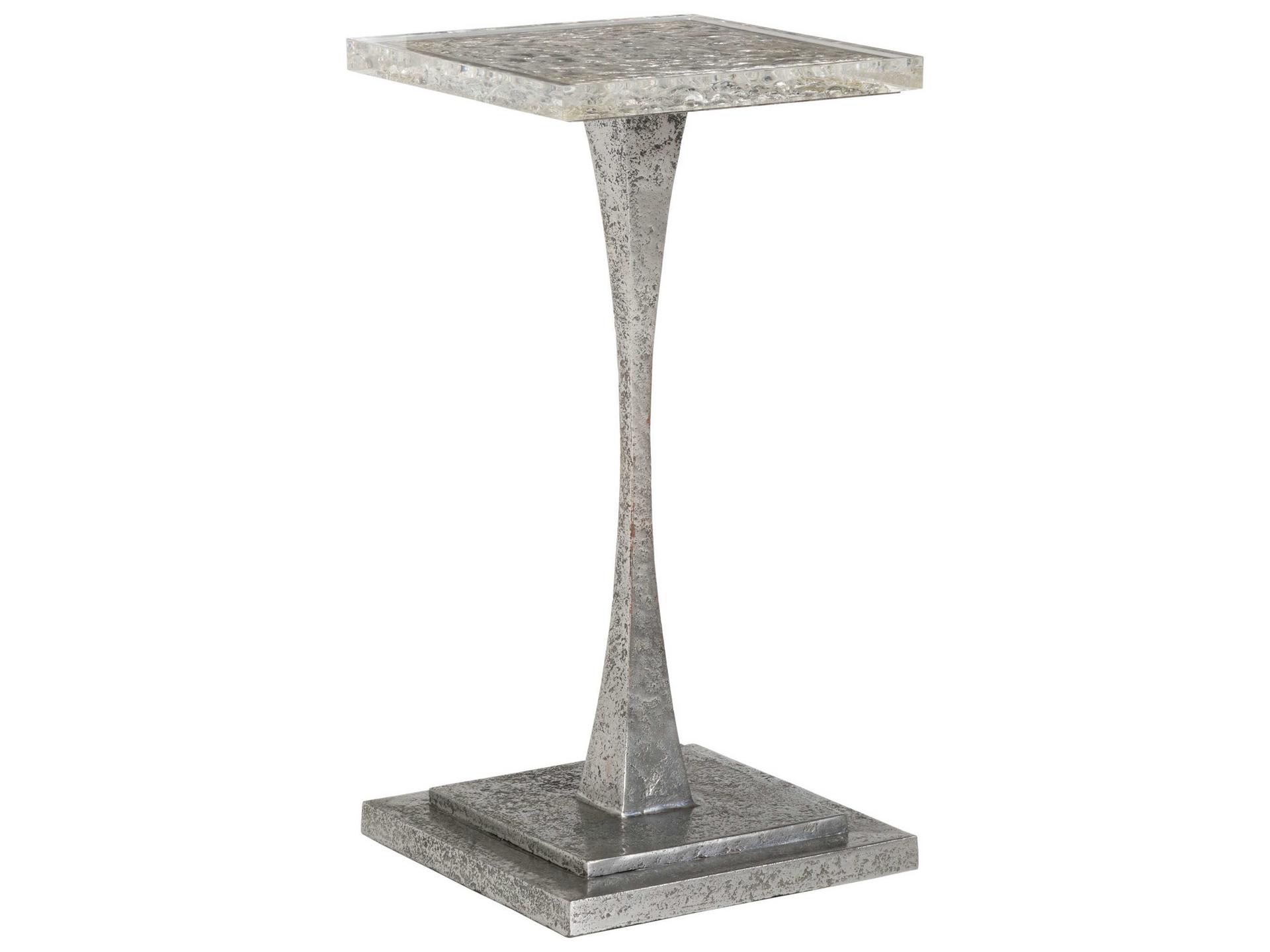 Signature Designs Montreaux Square Silver Leaf Forged Nickel End Table