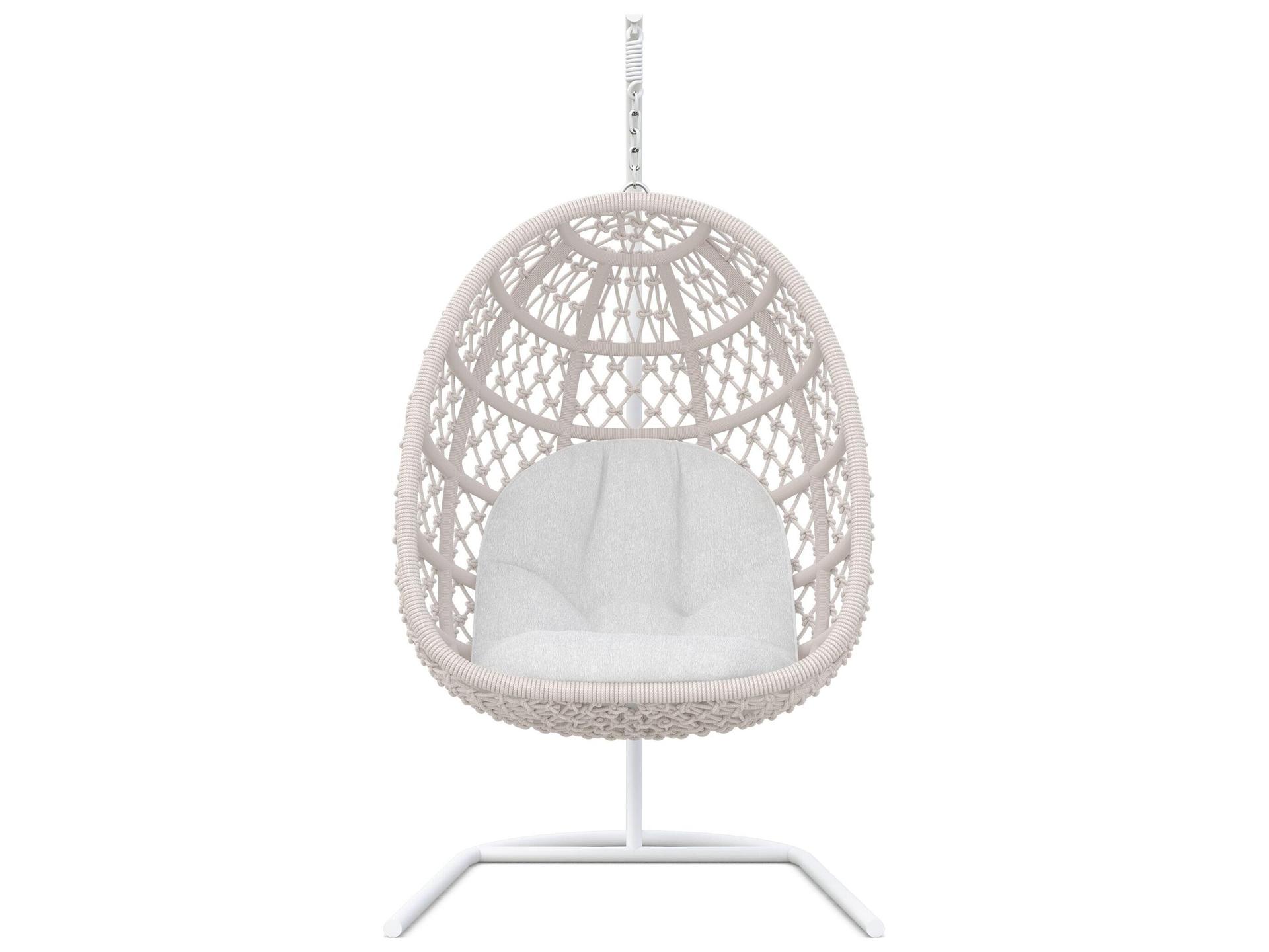 Azzurro Living Amelia Sand All-Weather Rope Hanging Chair with Cloud Cushion