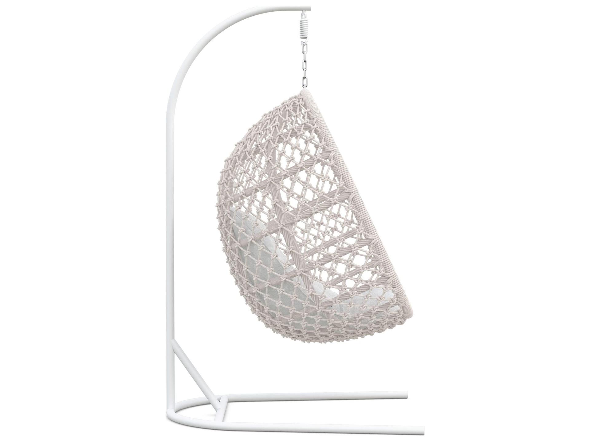 Azzurro Living Amelia Sand All-Weather Rope Hanging Chair with Cloud Cushion