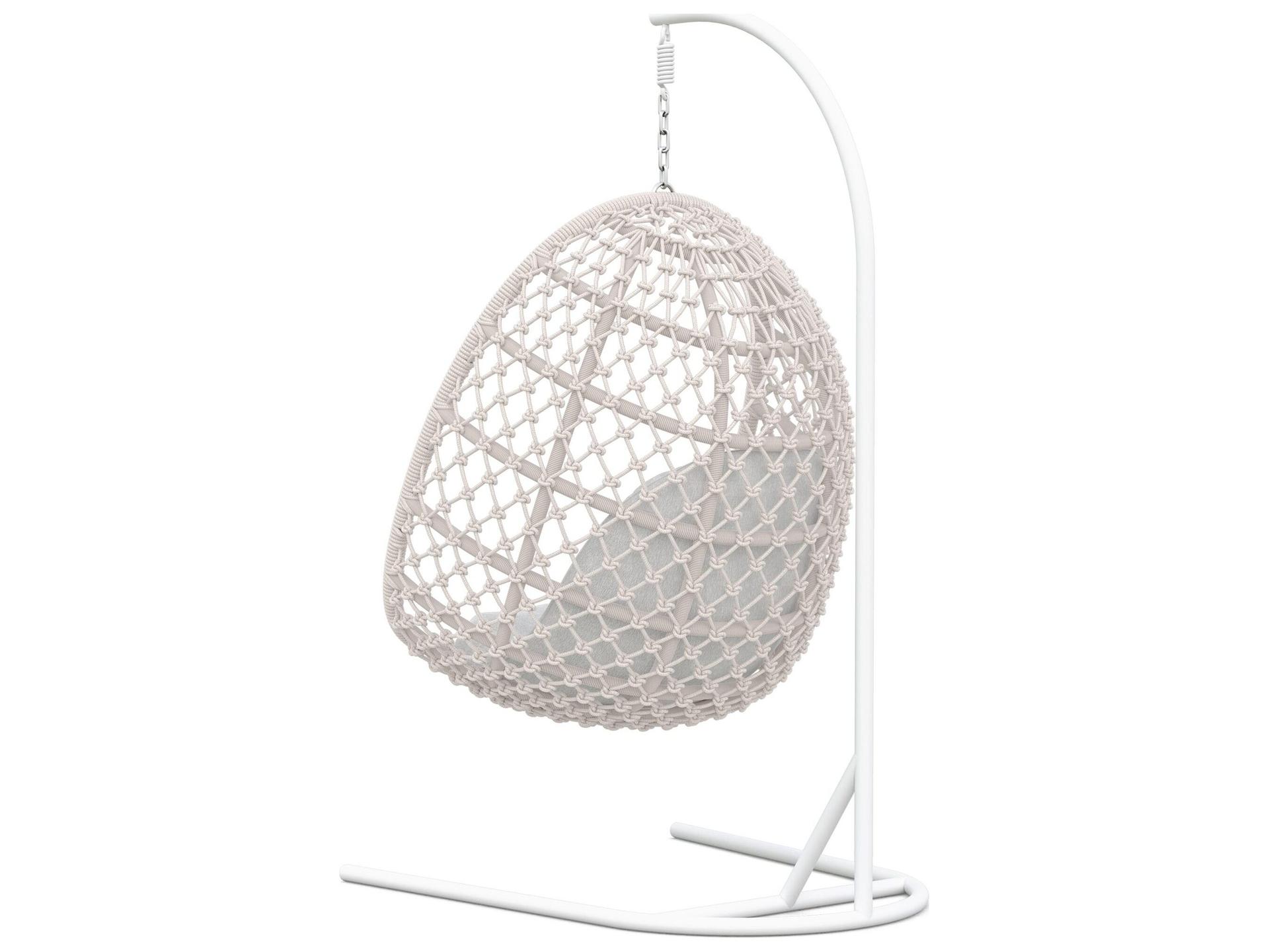 Azzurro Living Amelia Sand All-Weather Rope Hanging Chair with Cloud Cushion