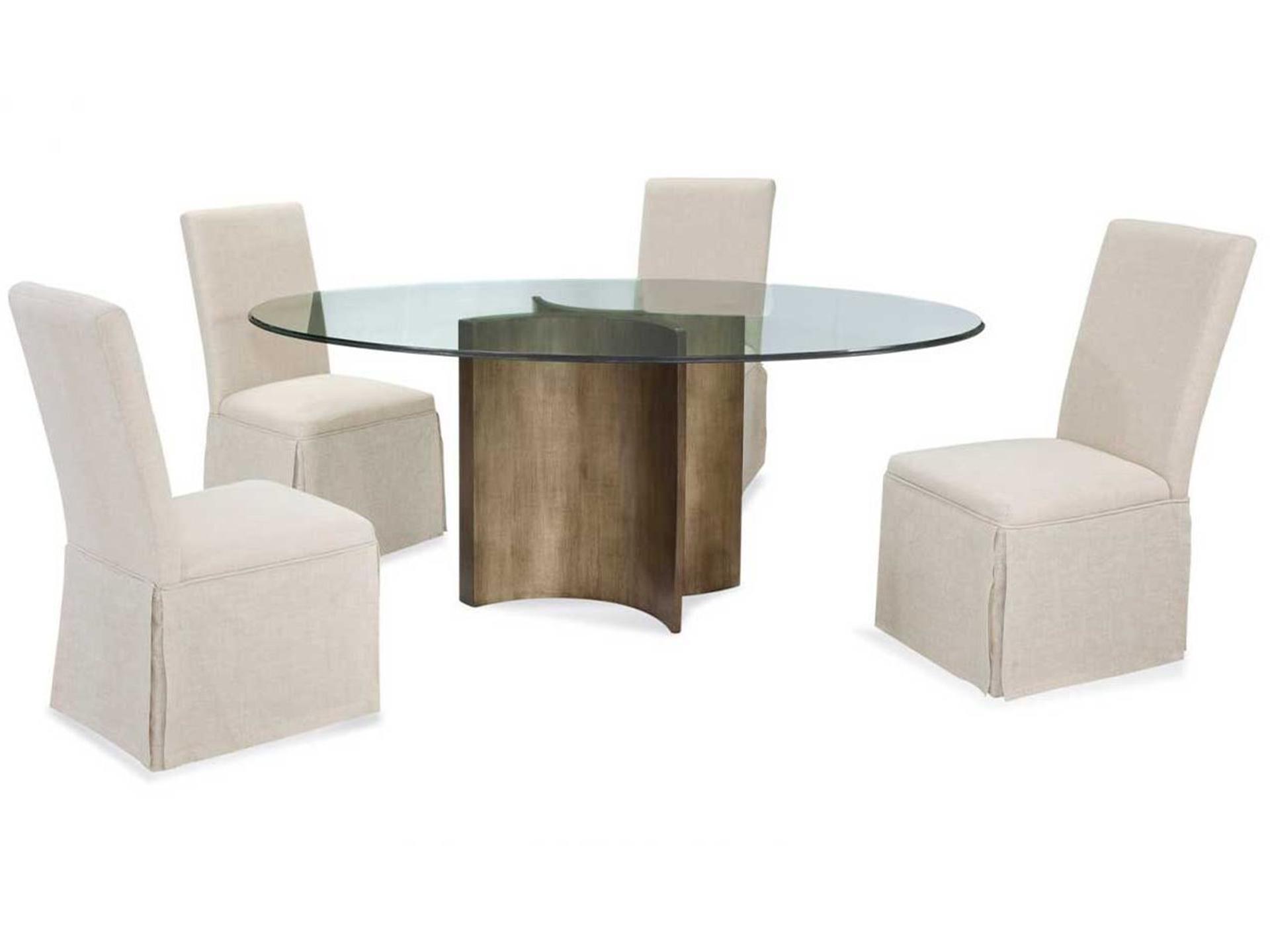 Bassett Mirror Symmetry Oval Glass Painted Bronze Dining Table