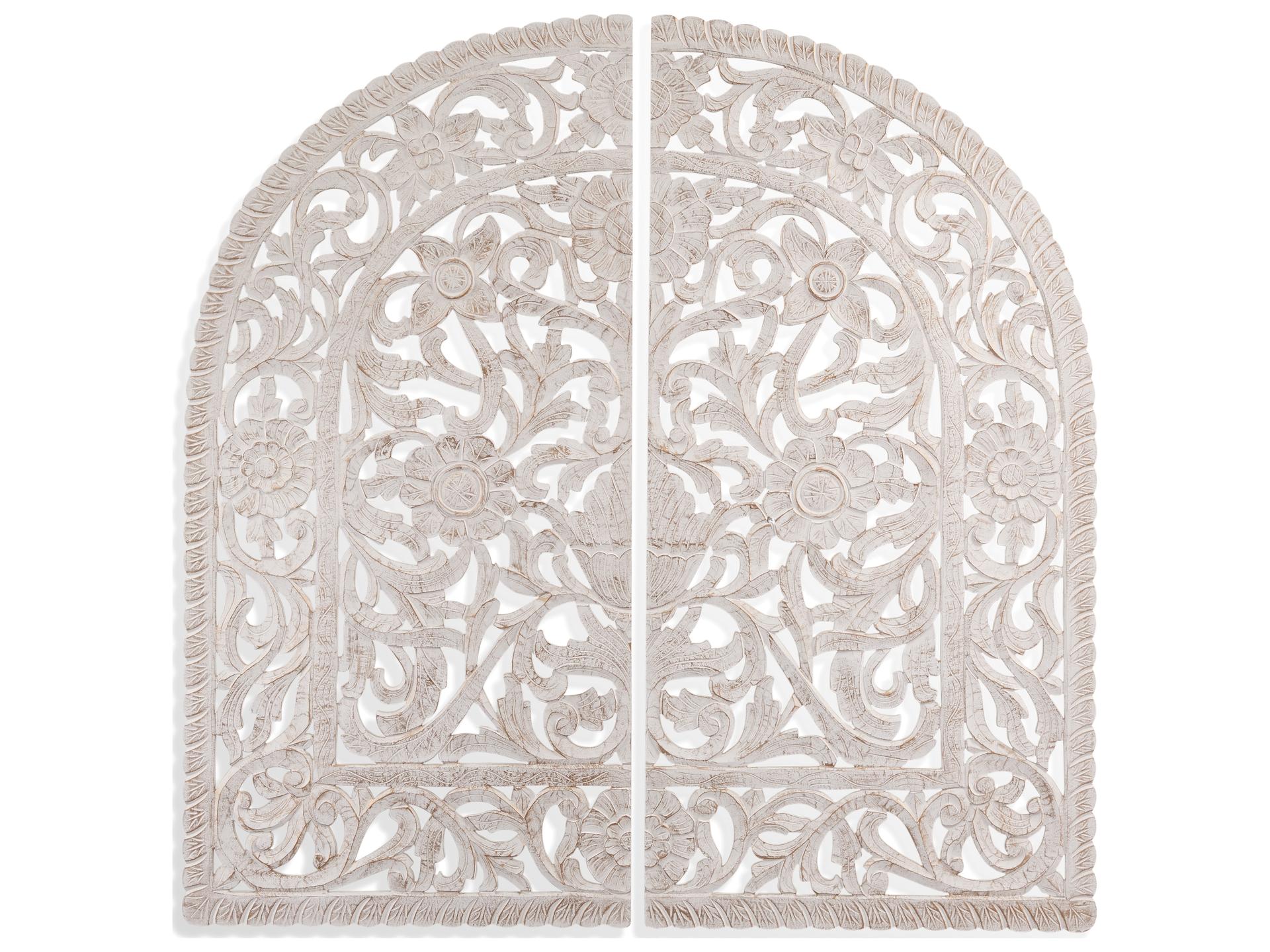 Arched Canvas Wall Art Set of 2 in White Gold