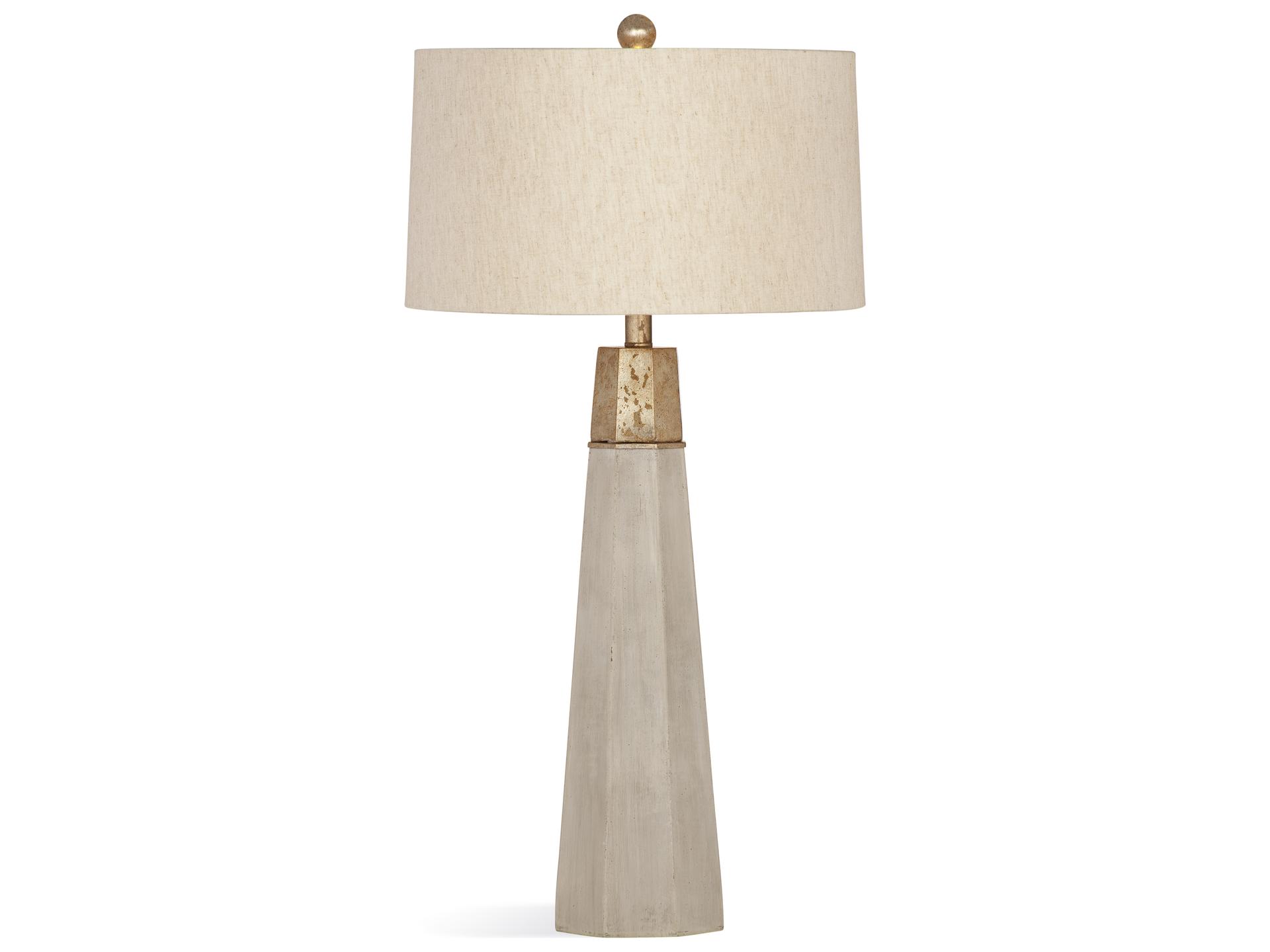 Rowan Table Lamp with Cement Base and Linen Shade