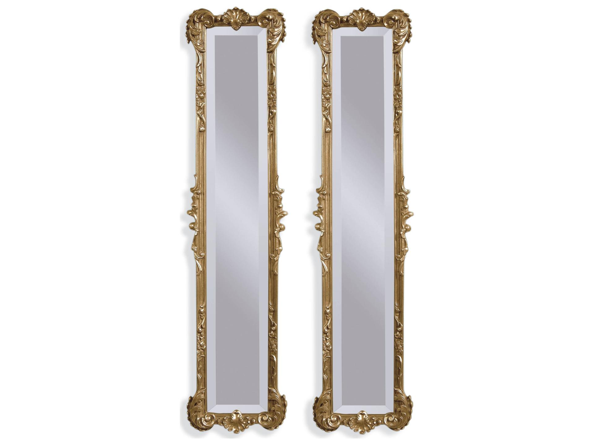 Old World Helena 2-Panel Rectangular Wall Mirror Gold Leaf Finish