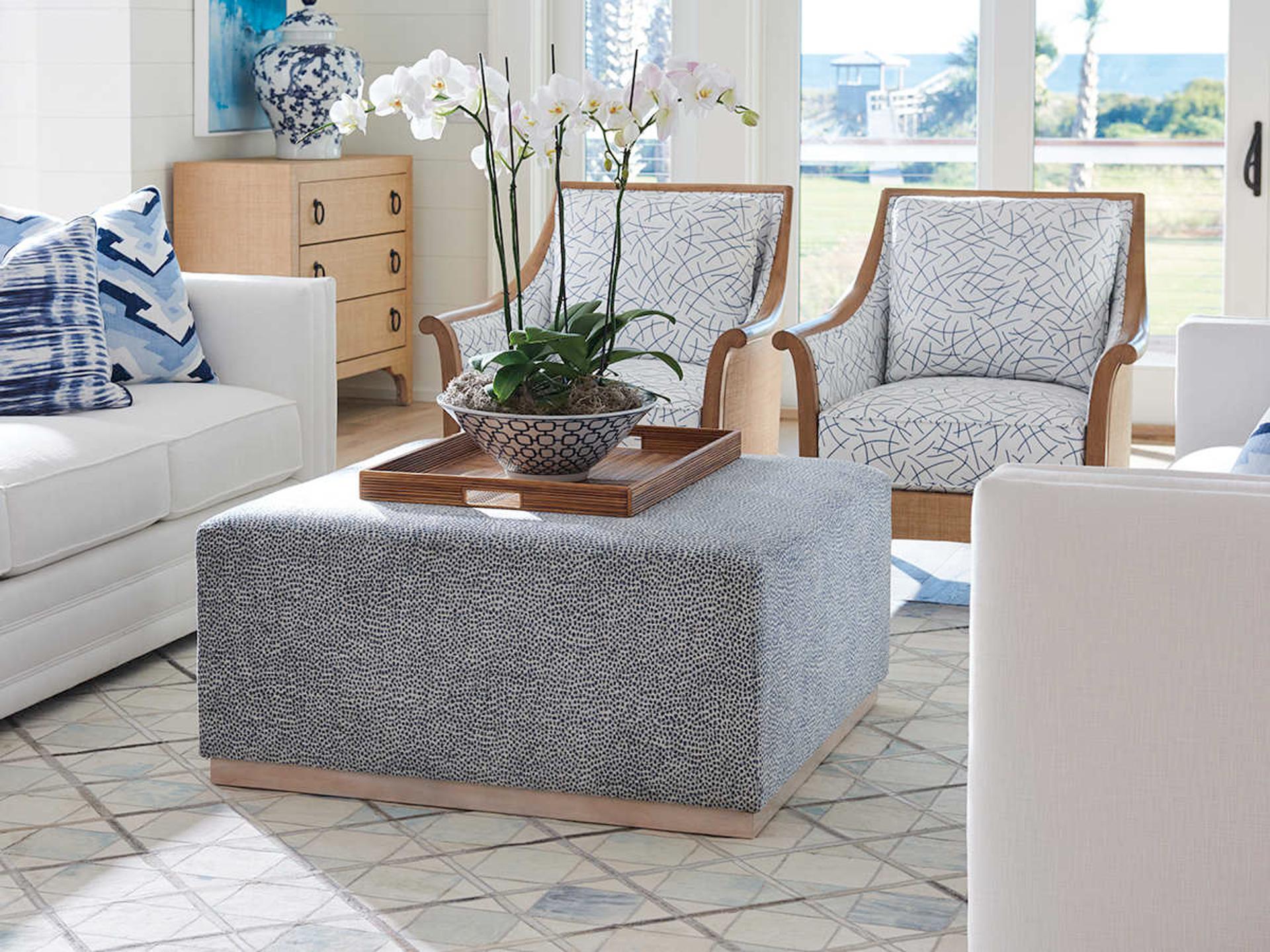 Barclay Butera Upholstery Clayton Cocktail Gray Upholstered Ottoman