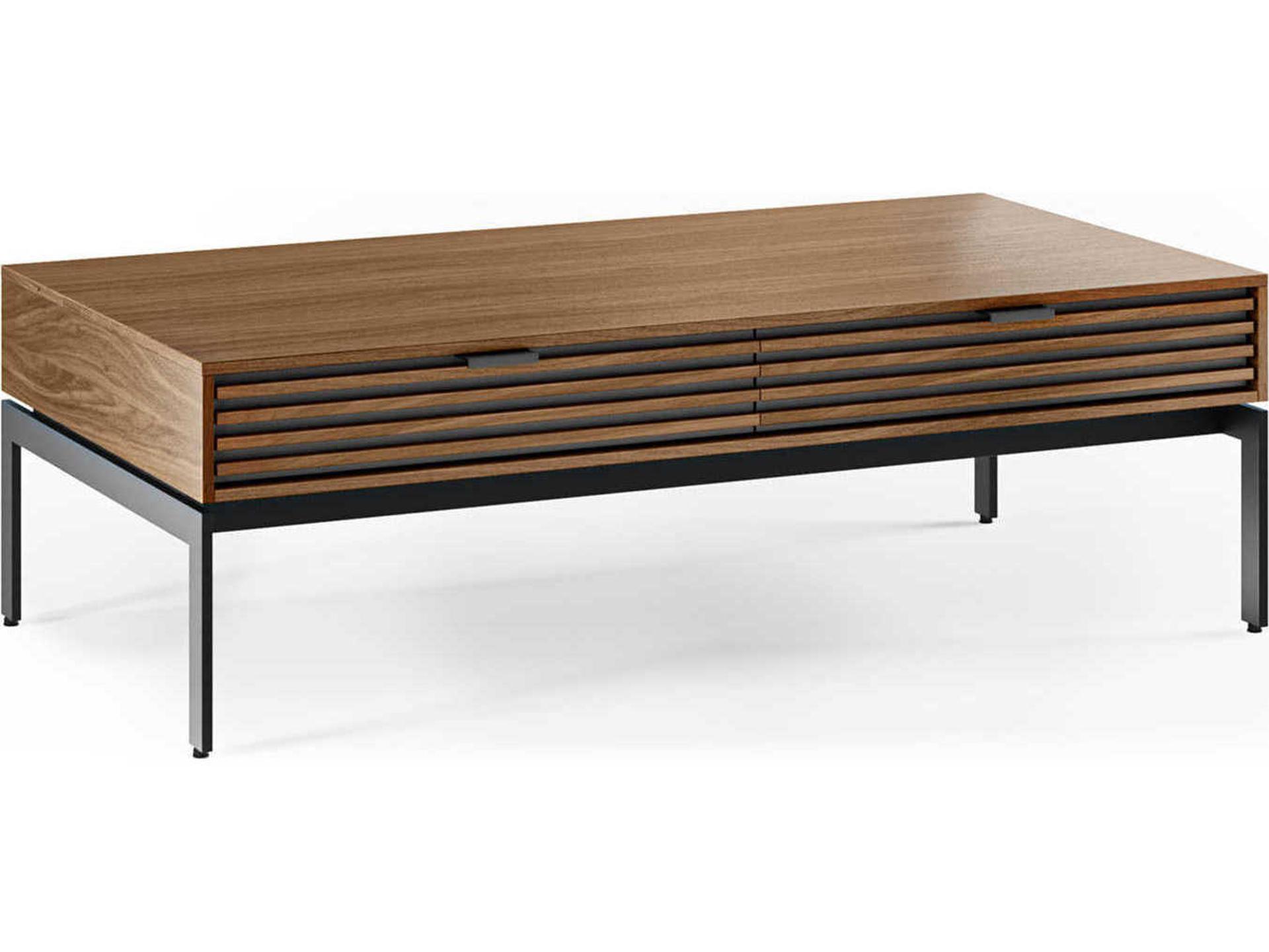 Coffee Table Cora Natural Walnut Louvered Storage