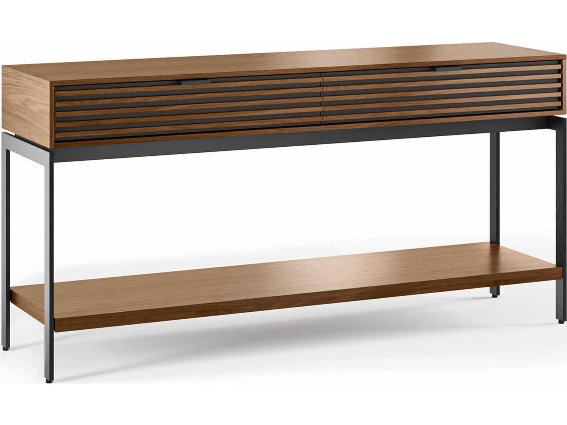 BDI Cora Rectangular Wood Natural Walnut Black Console Table