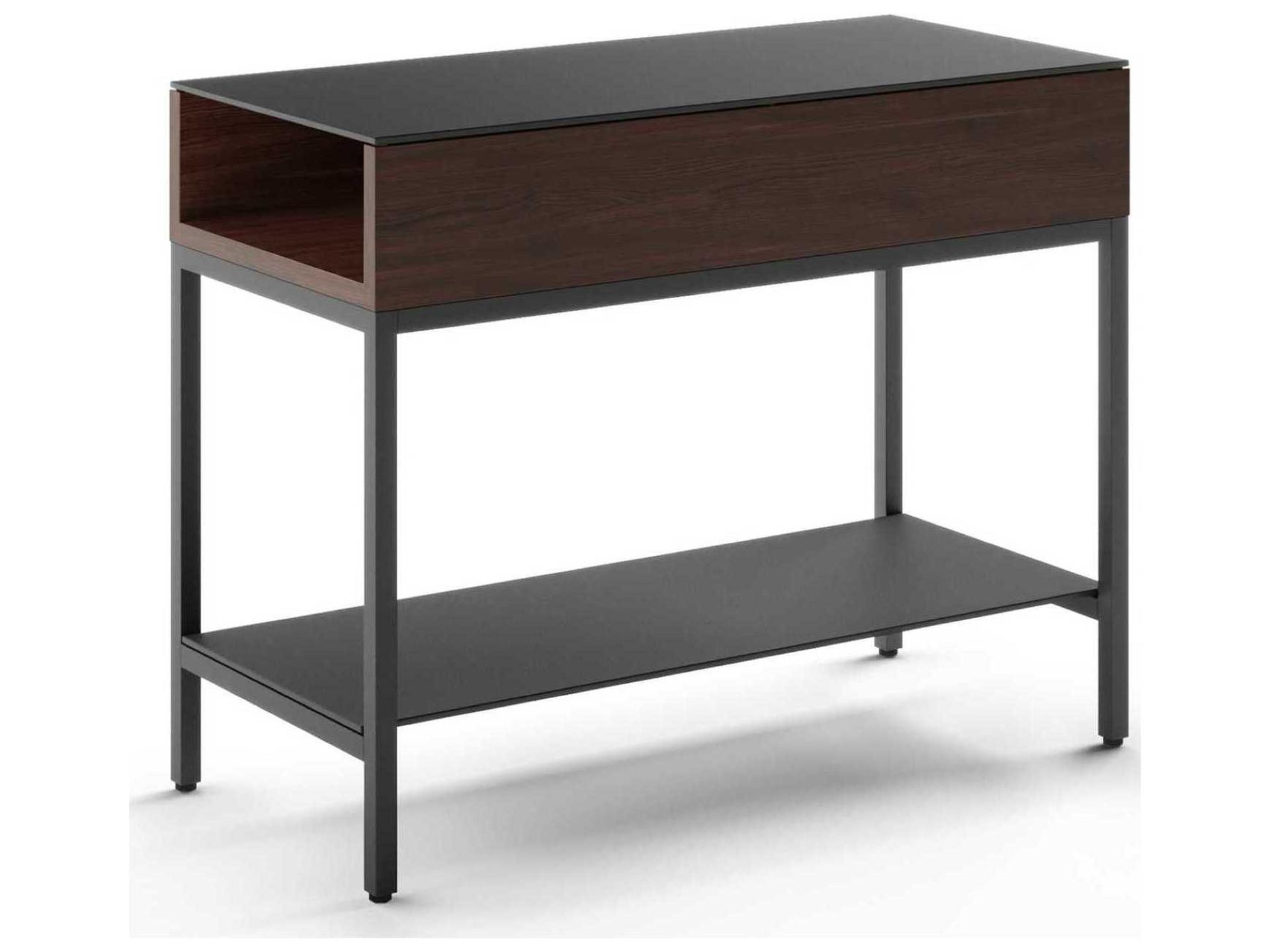 Reveal Rectangular End Table with Storage in Chocolate Stained Walnut