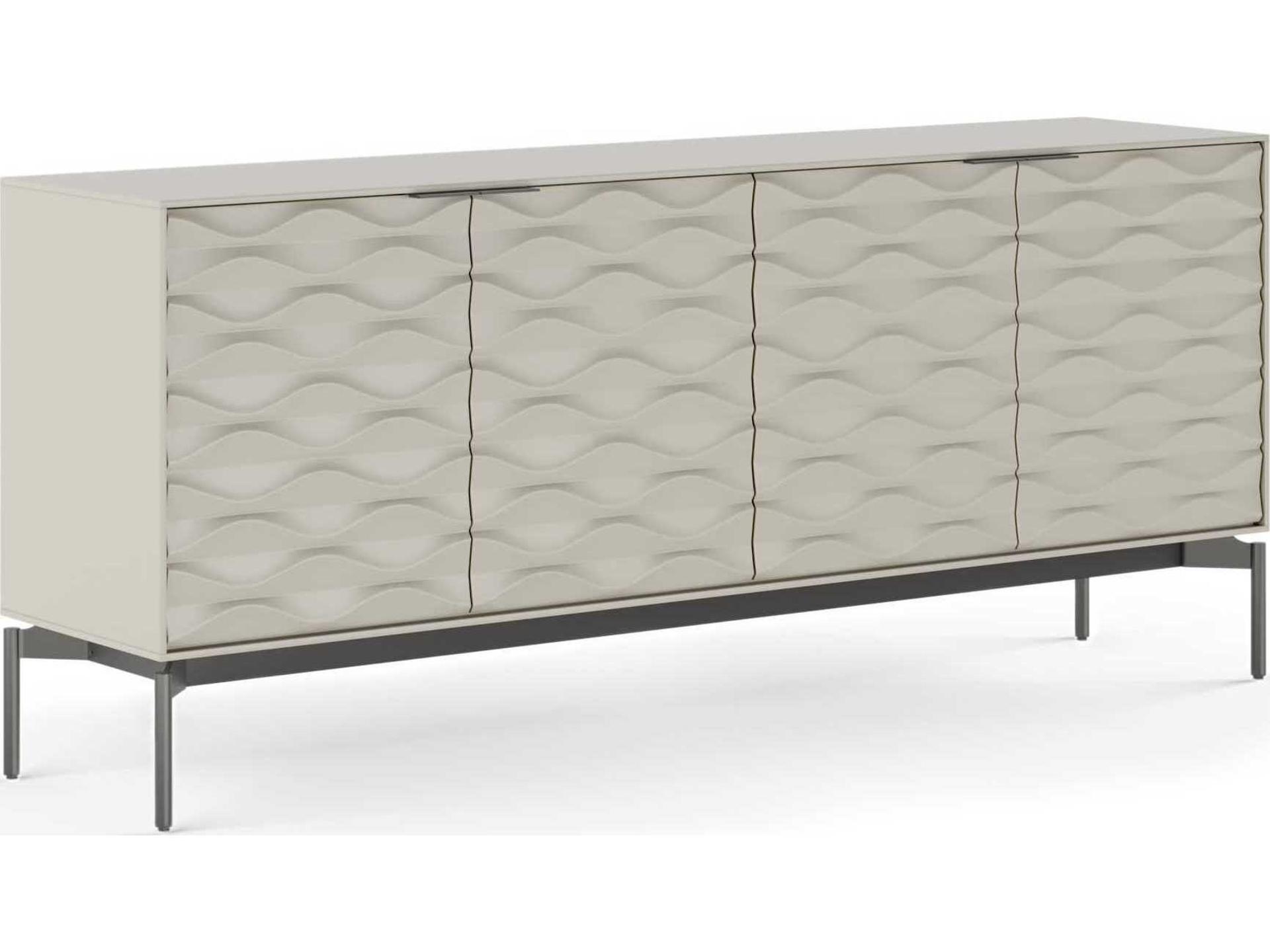 4 Door Storage Credenza Ripple Stone Brushed Carbon