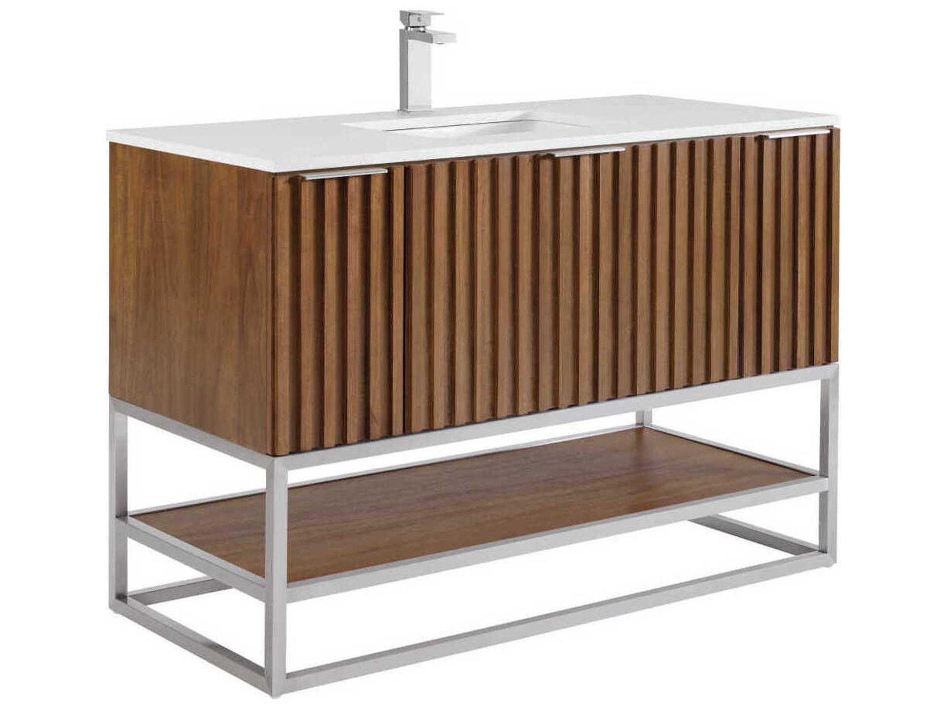 Terra 48" Walnut Brushed Nickel Vanity