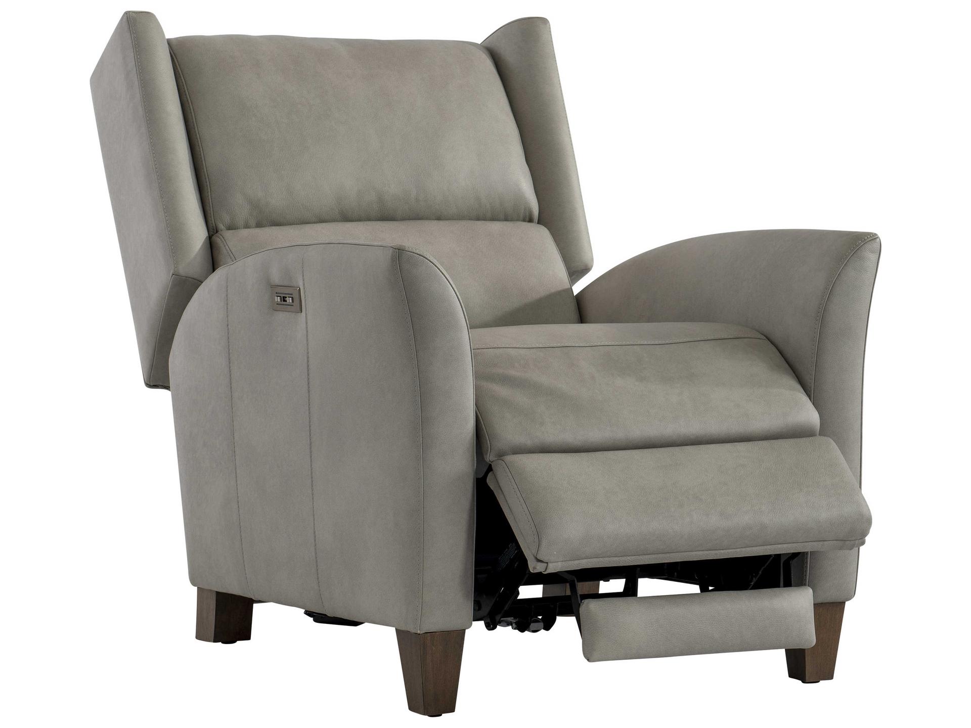 Bernhardt Weller Power Motion Gray Leather Recliner