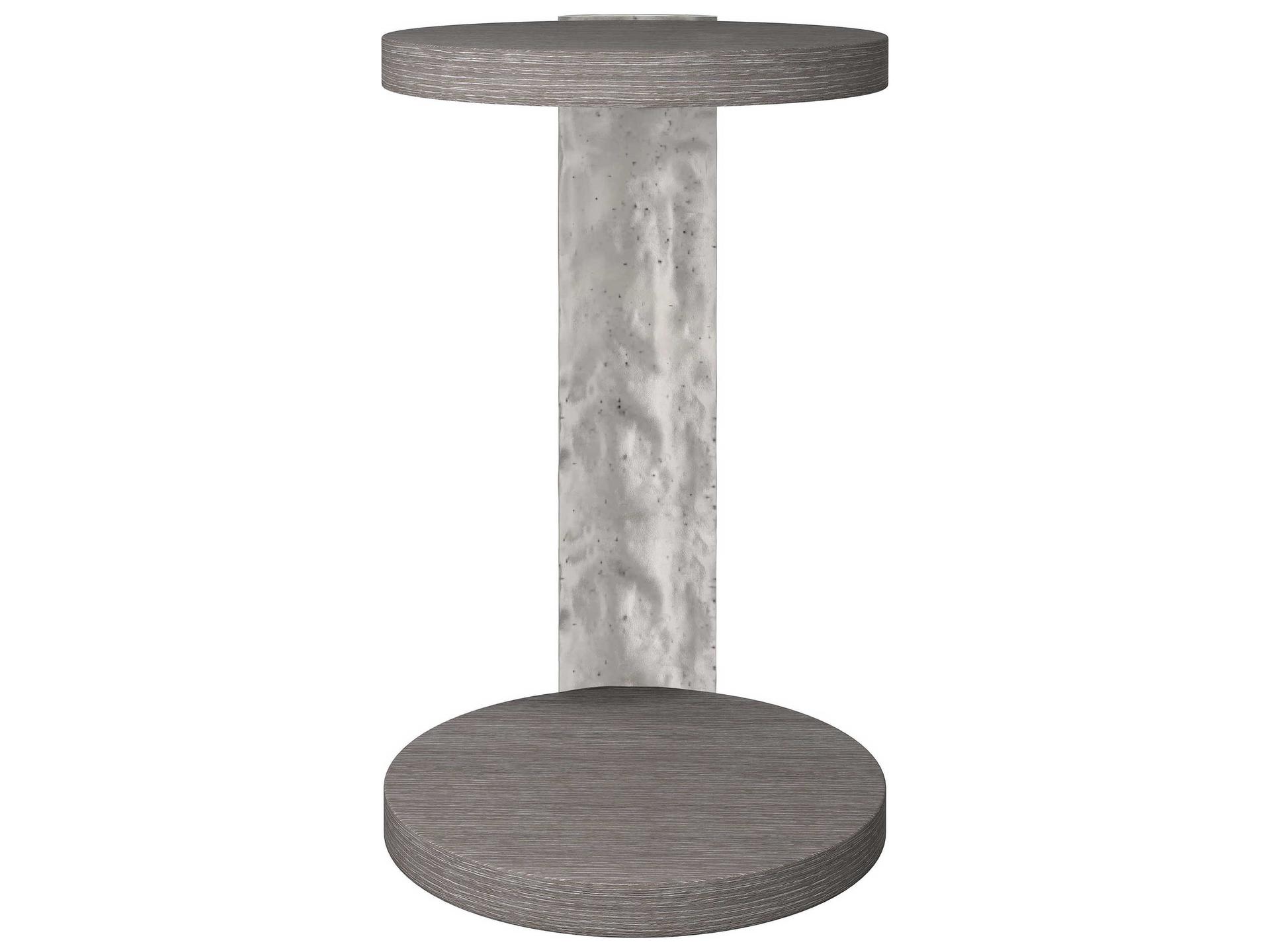 Bernhardt Prado Round Wood Porcini Bright Graphite Accent Table