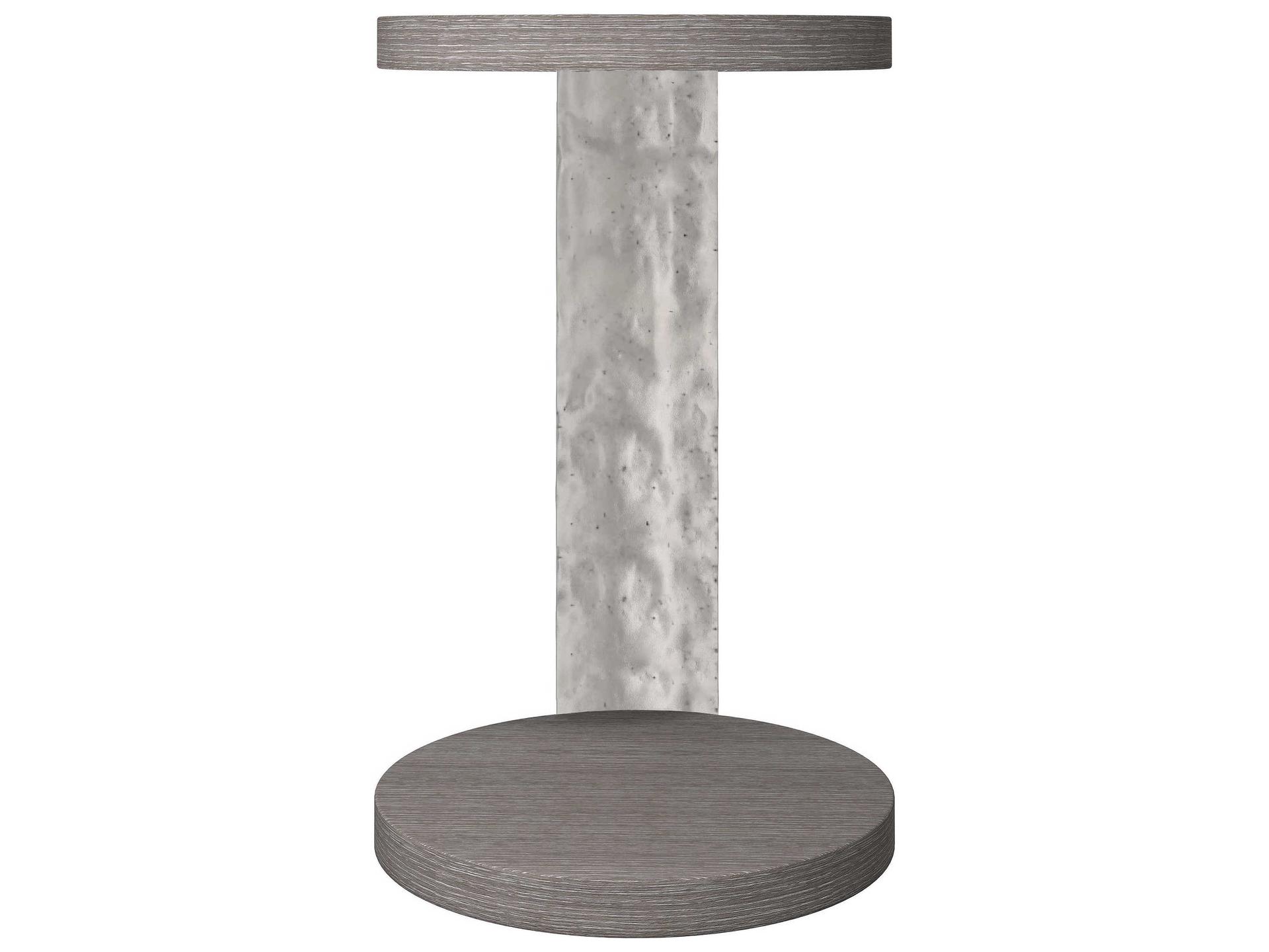 Bernhardt Prado Round Wood Porcini Bright Graphite Accent Table