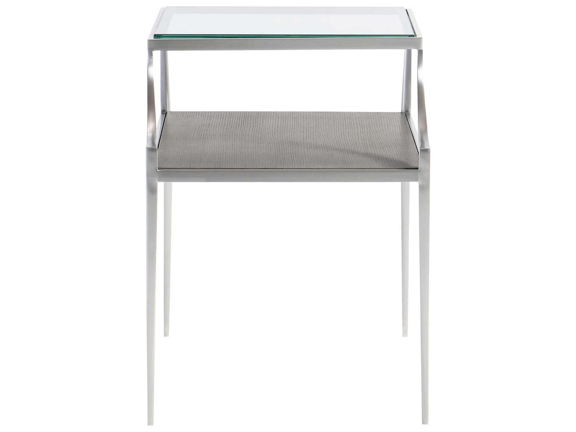 Cornelia Bi-Level Side Table with Glass Top and Wood Shelf