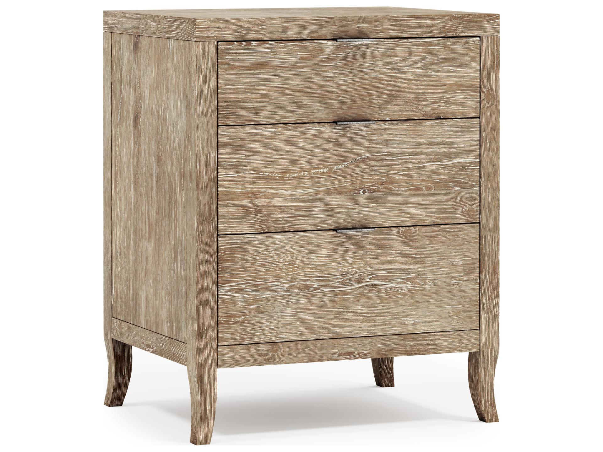 Tribeca 3-Drawers Brown Oak Wood Nightstand