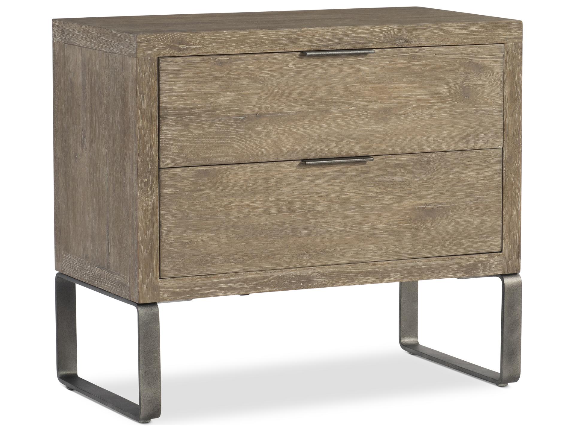 Tribeca 2-Drawers Oak Wood Nightstand