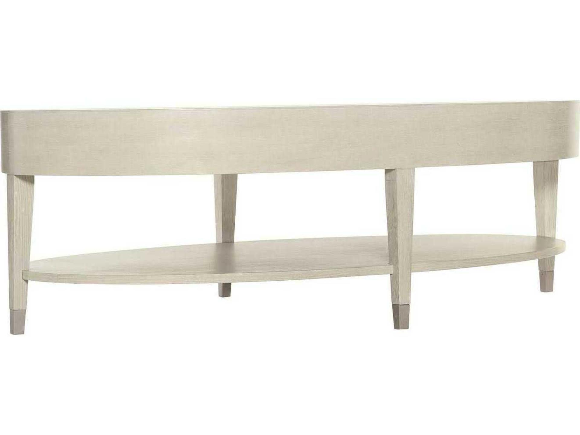 East Hampton Oval Coffee Table in Cerused Linen and Aged Silver