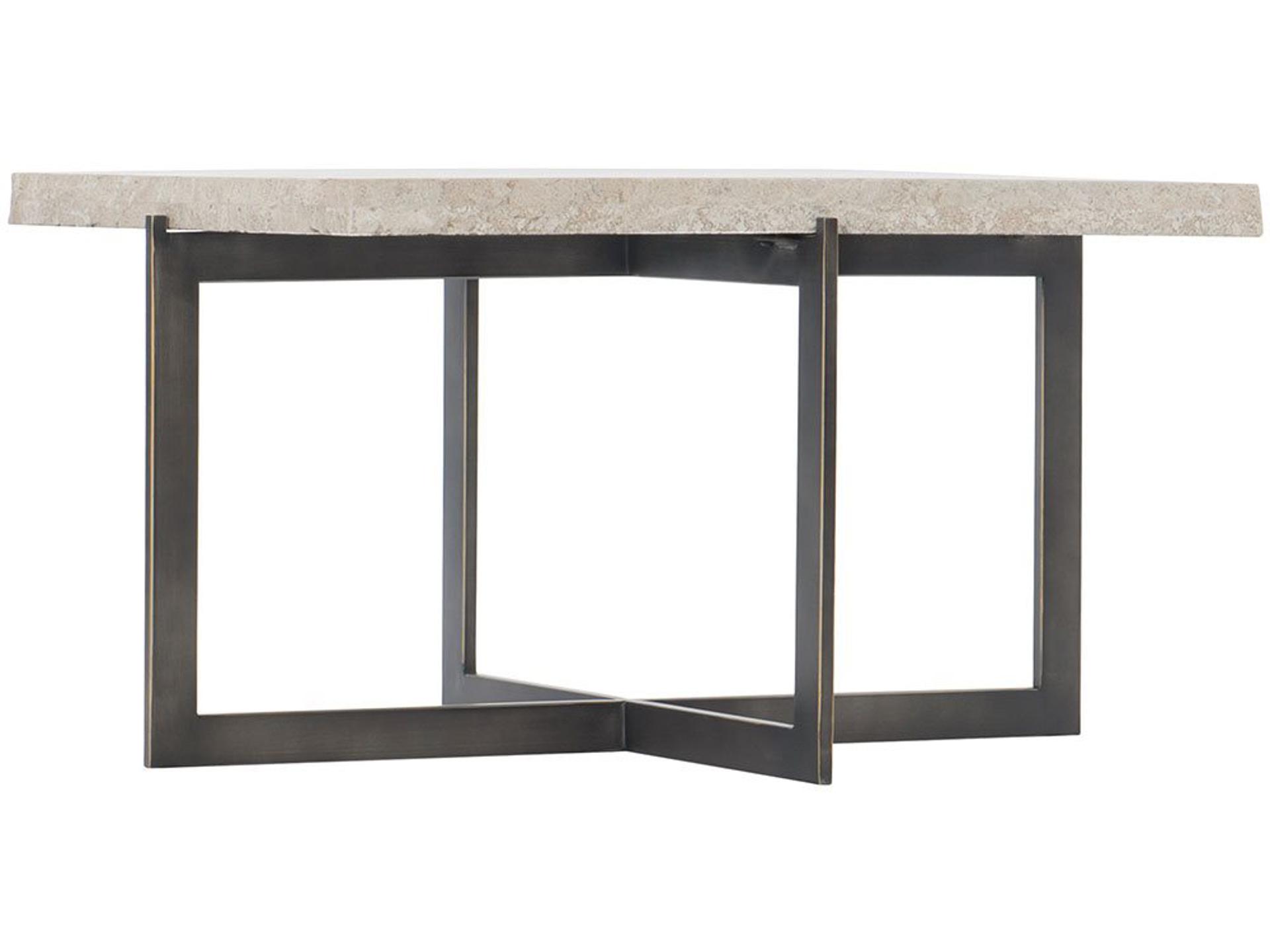 Hathaway Rectangle Coffee Table in Oil-Rubbed Bronze and White Travertine