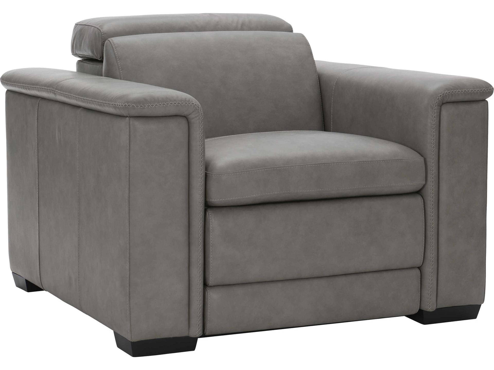 Bernhardt Lioni Mocha Gray Leather Recliner