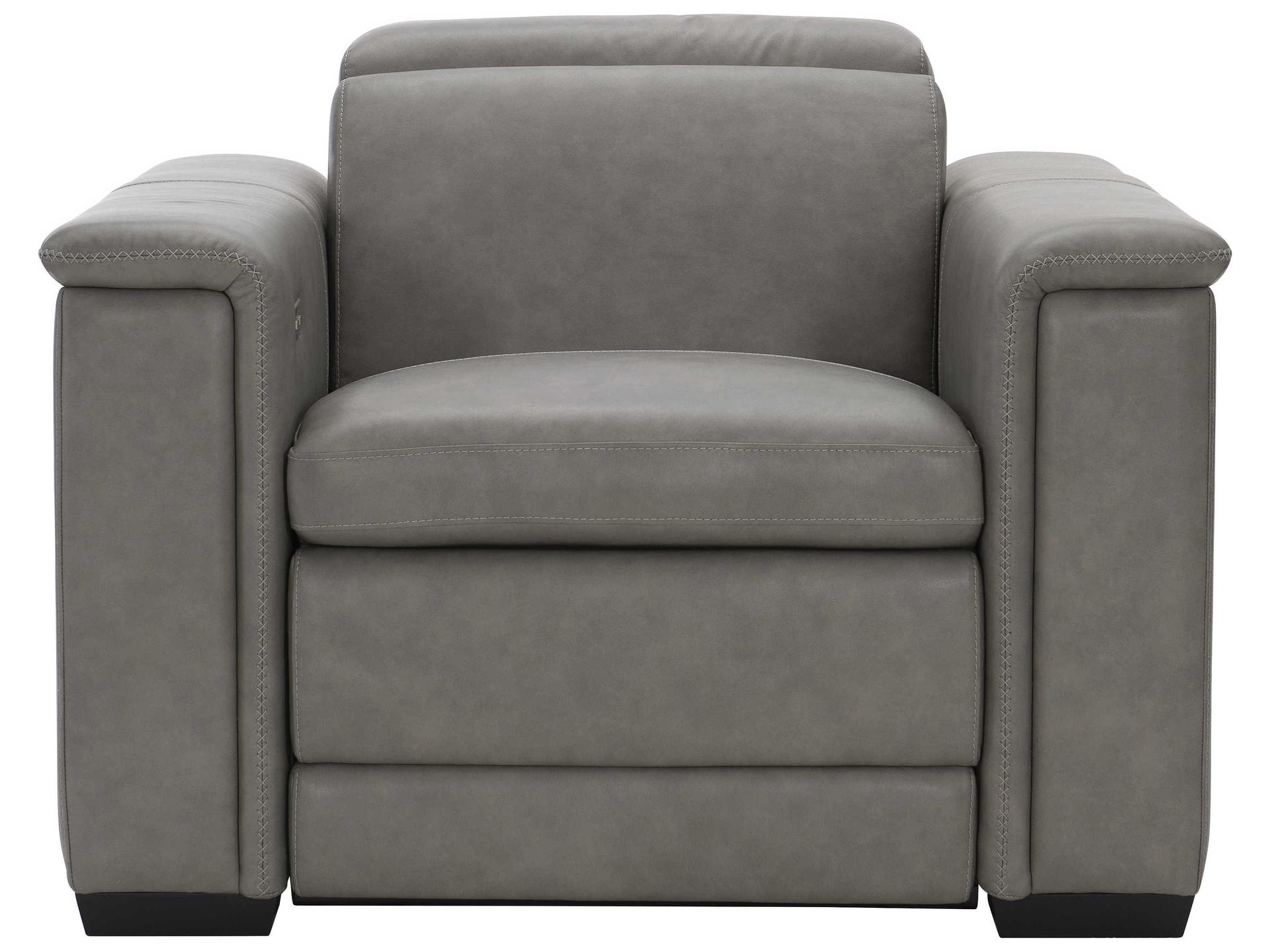 Bernhardt Lioni Mocha Gray Leather Recliner