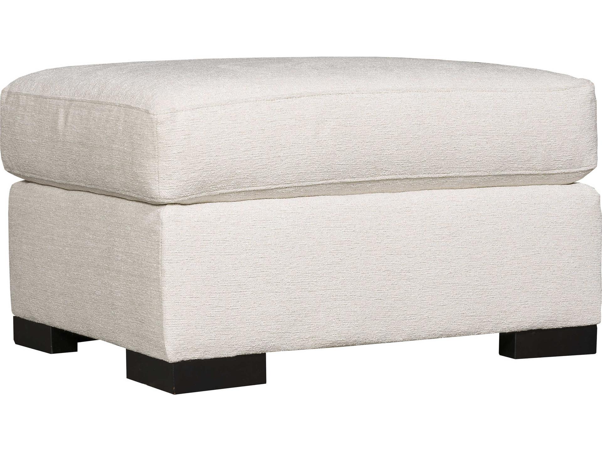 Germain Upholstered Ottoman with Neutral Fabric and Mocha Wood Finish