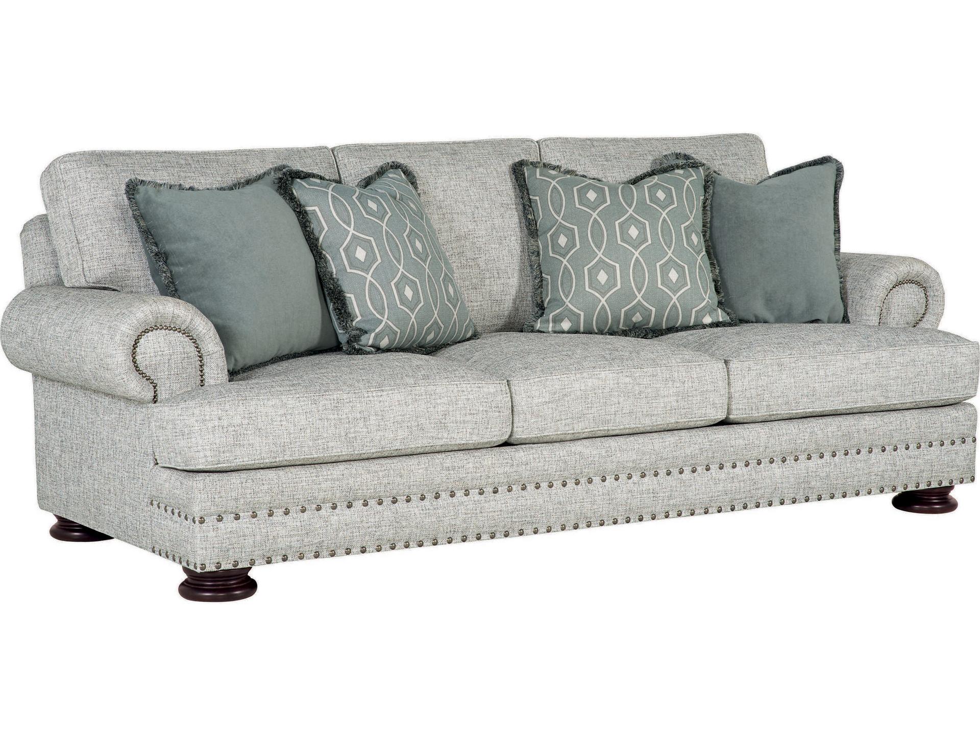 Foster 3-Seat Fabric Sofa with Rolled Arms and Nailhead Trim