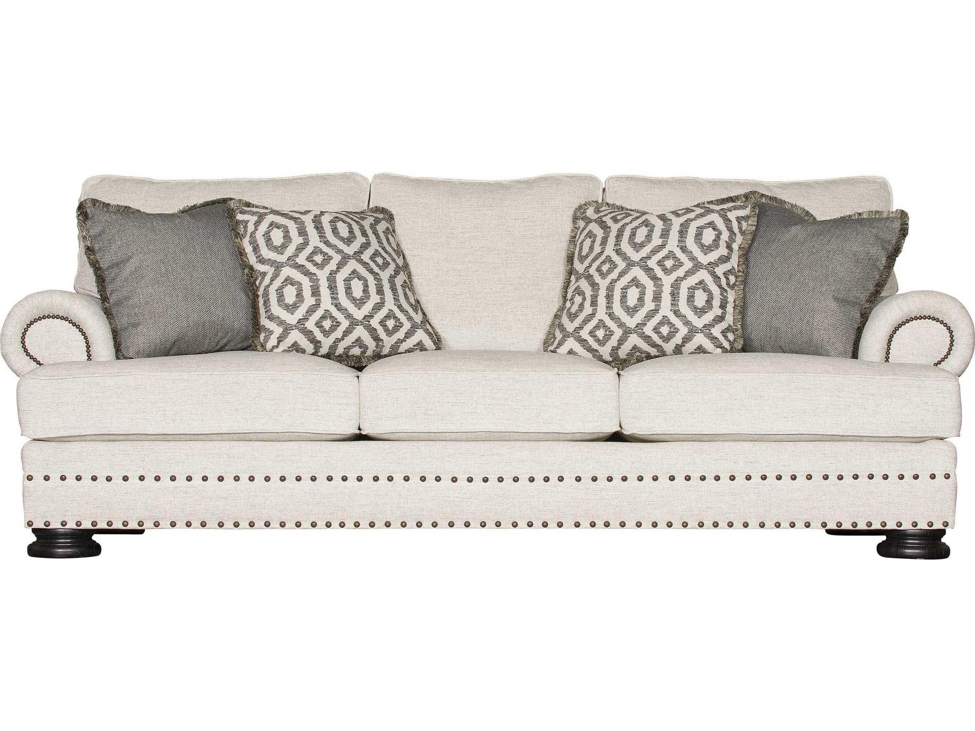 Foster 3-Seat Fabric Sofa with Nailhead Trim and Rolled Arms