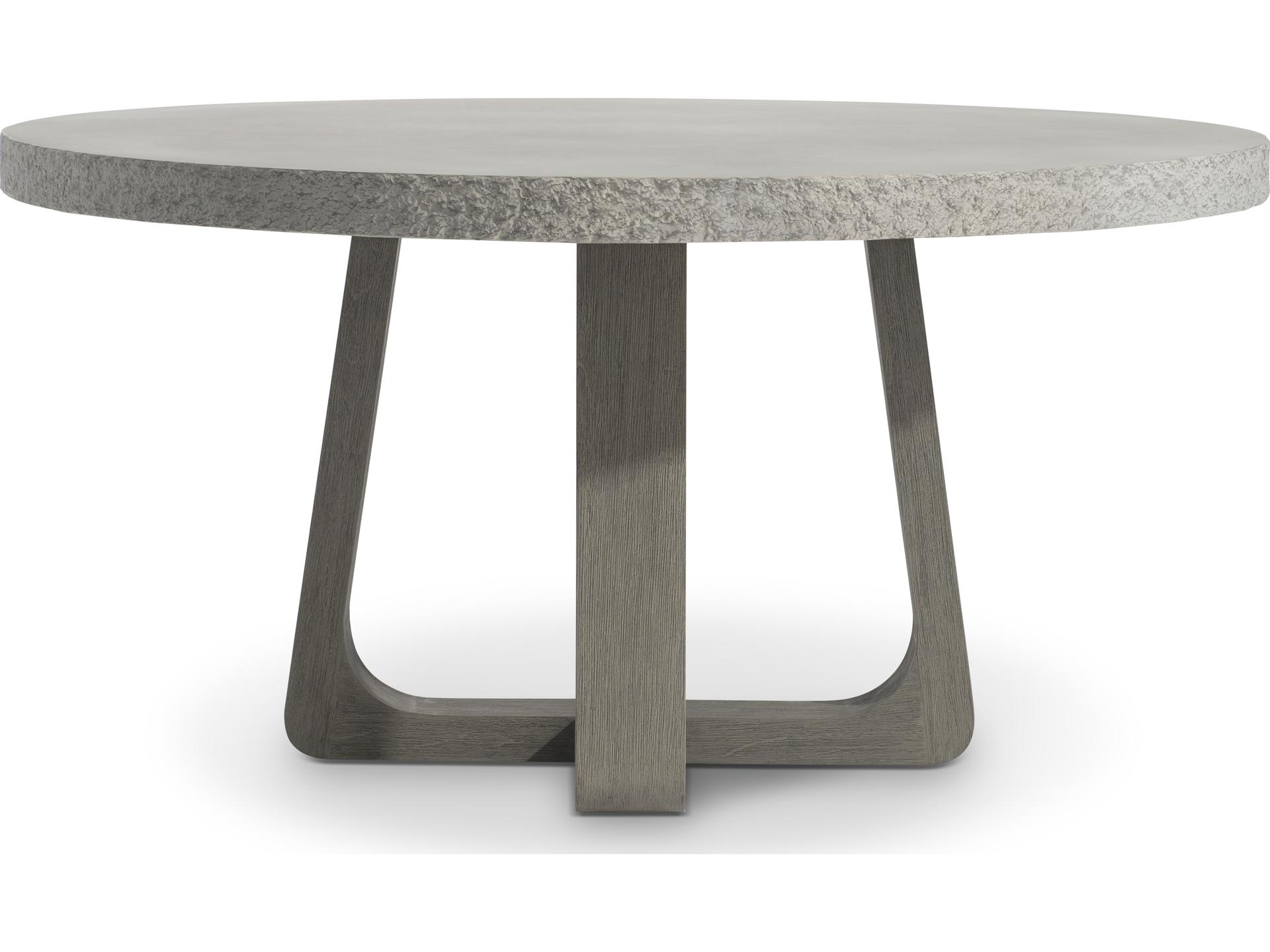 Trouville 60-Inch Round Outdoor Dining Table in Sand Grey and Weathered Teak