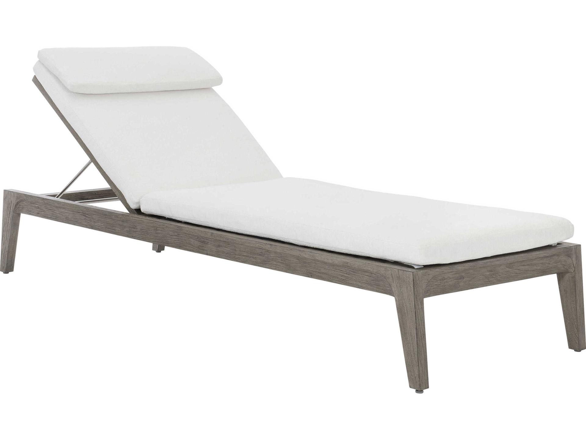 Weathered Teak Patio Chaise Lounge with Cushion