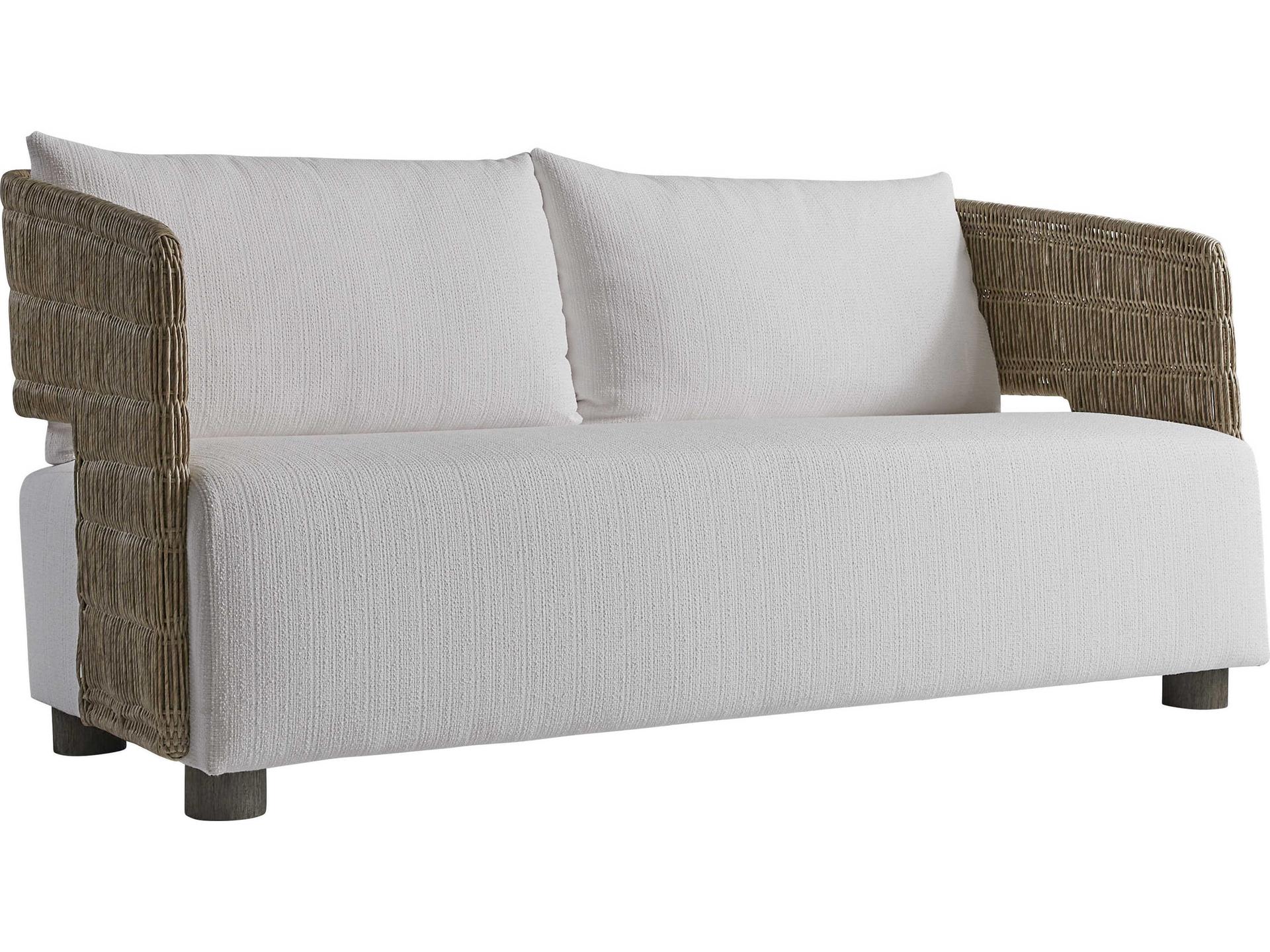 Maldives Outdoor Sofa with All-Weather Wicker and Teak Legs
