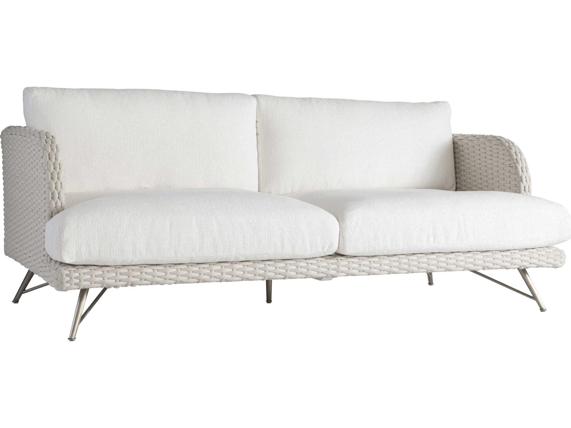 Isola 2-Seat Outdoor Sofa in Whitecap with Brushed Stainless Steel Legs