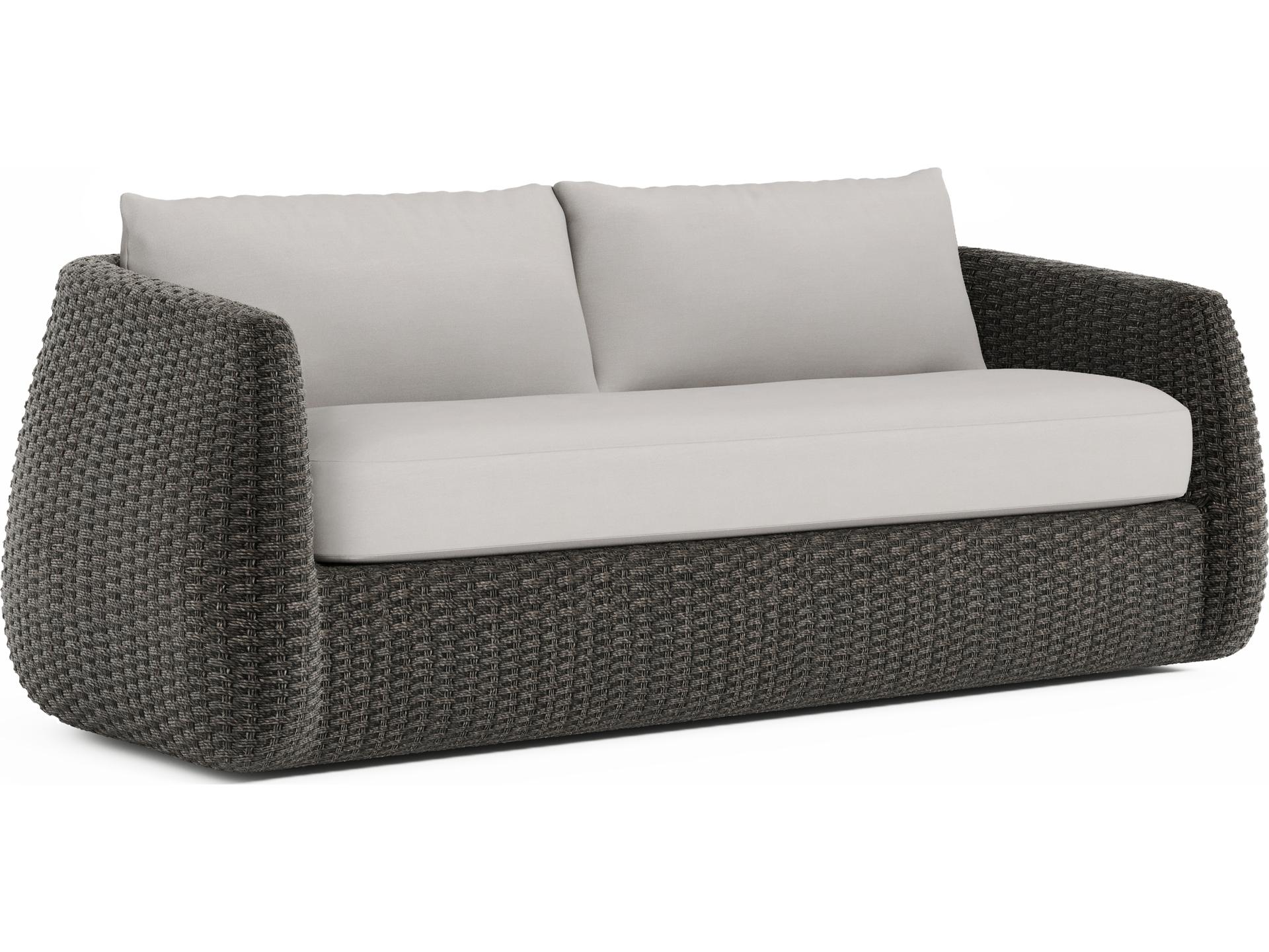Sarene 3-Seat Outdoor Woven Sofa with Beige Cushions