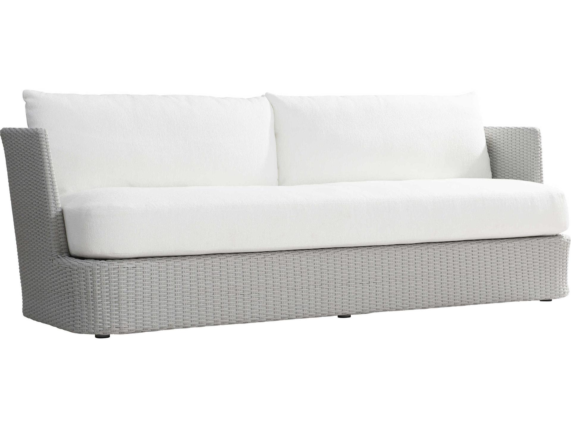 Avila Outdoor 3-Seat Performance Fabric Sofa in Silver Pearl