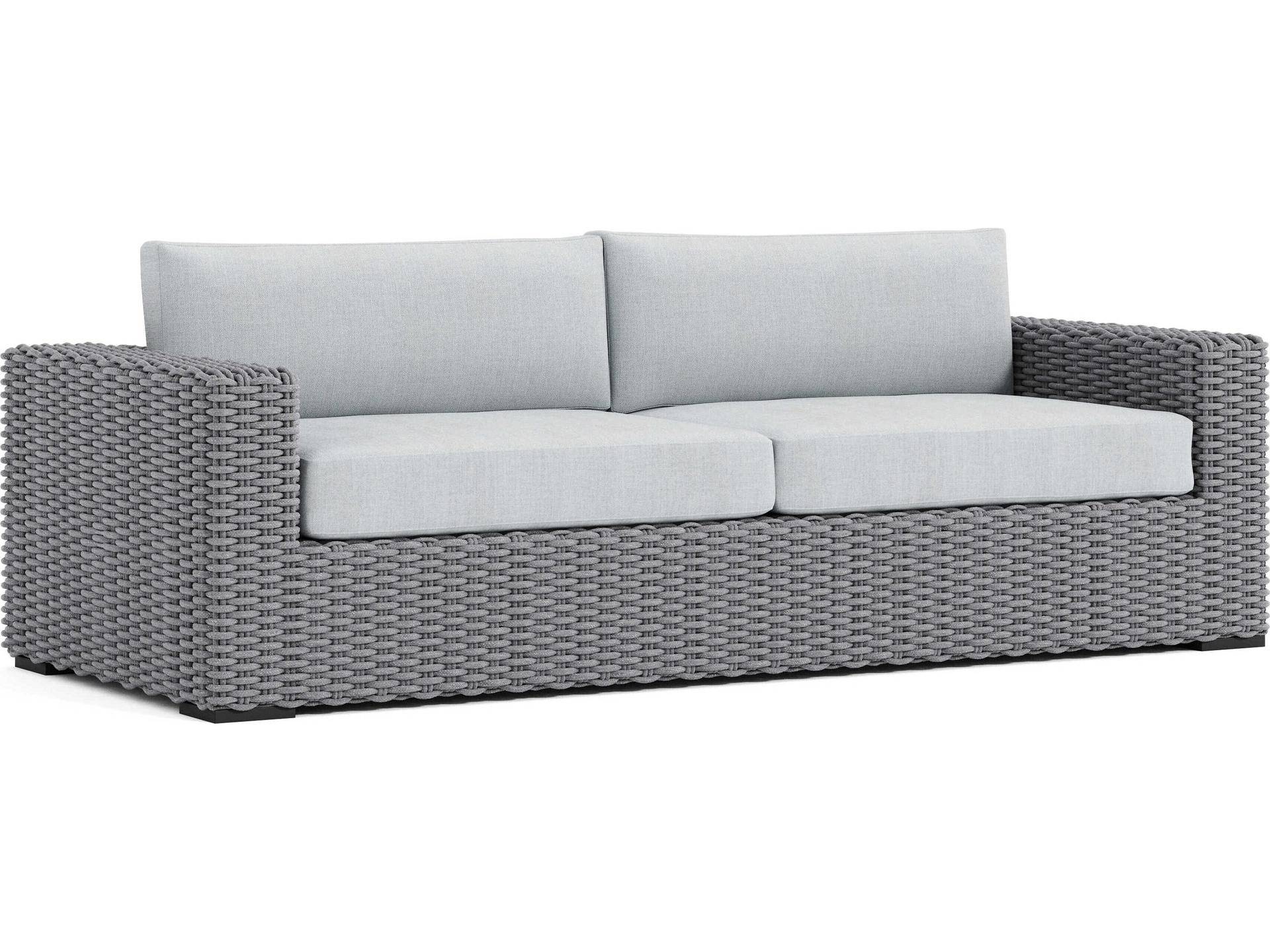 Capri 3-Seat Woven Rope Outdoor Sofa in Grey Mist