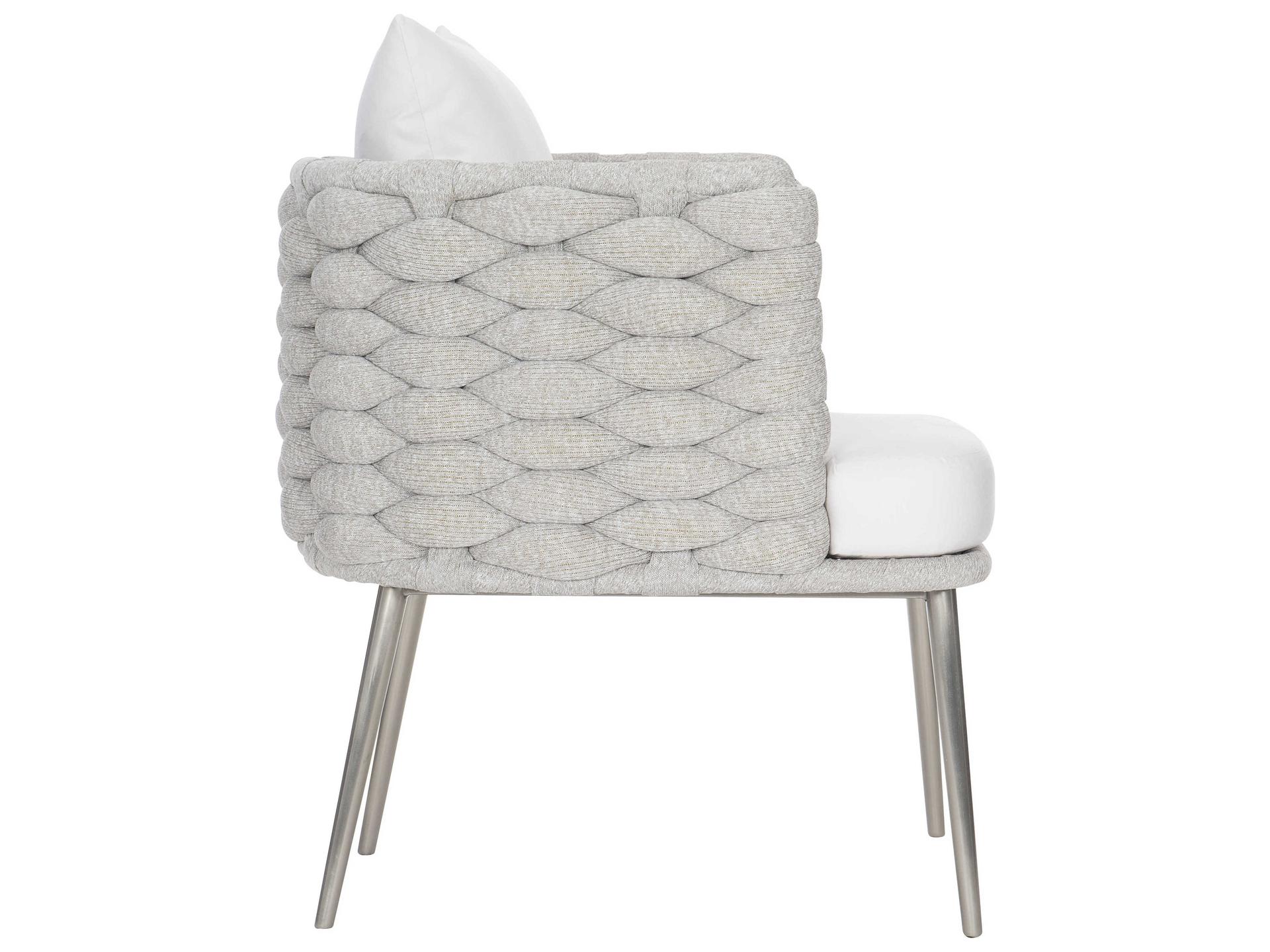 Bernhardt Exteriors Silver Mist Santa Cruz Arm Outdoor Dining Chair with Nordic Grey Cushion