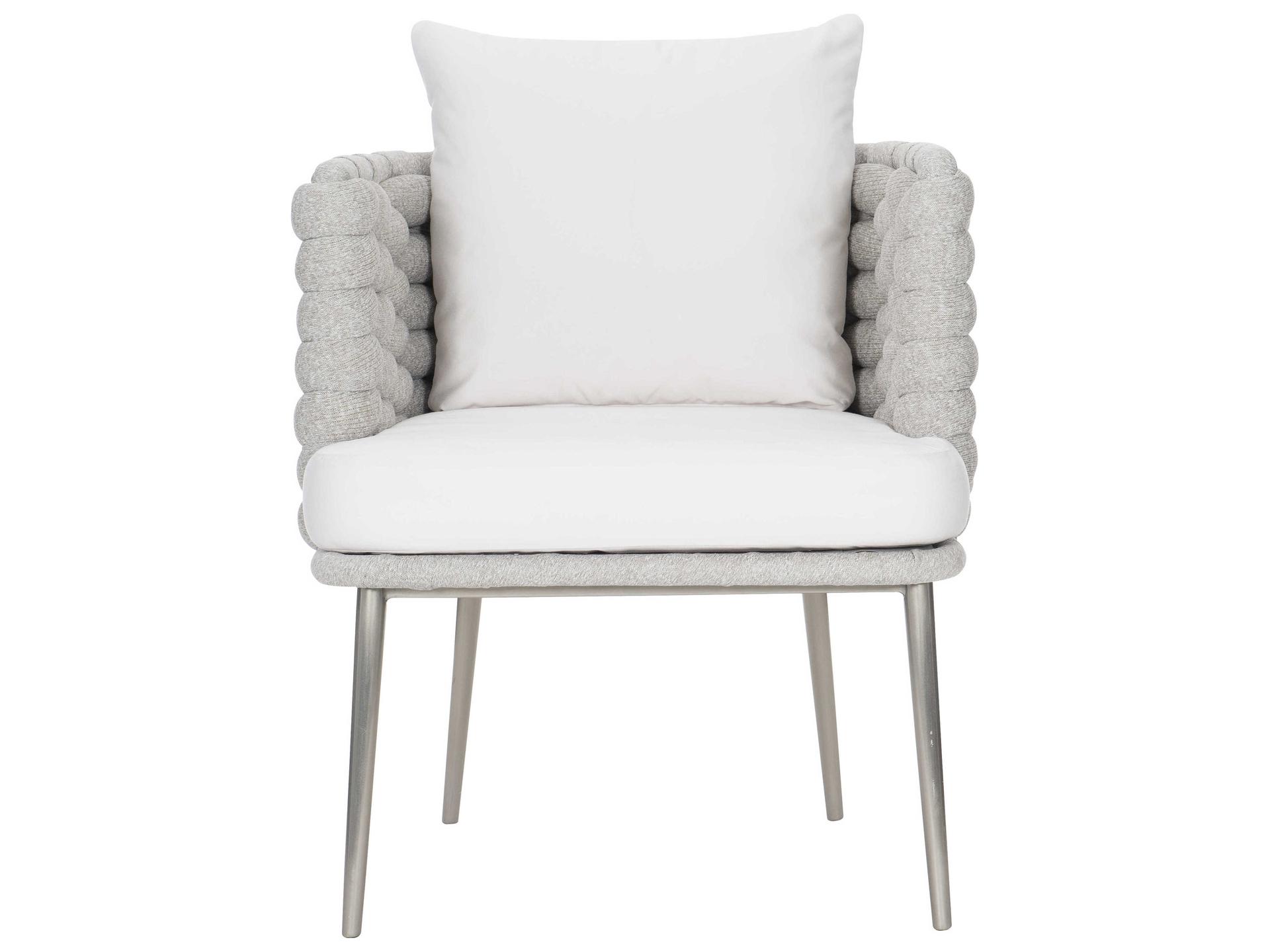 Bernhardt Exteriors Silver Mist Santa Cruz Arm Outdoor Dining Chair with Nordic Grey Cushion