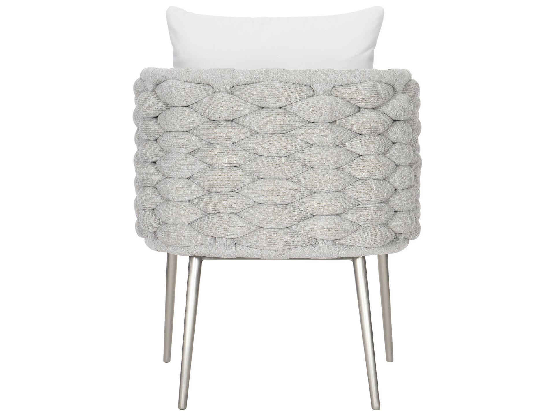 Bernhardt Exteriors Silver Mist Santa Cruz Arm Outdoor Dining Chair with Nordic Grey Cushion