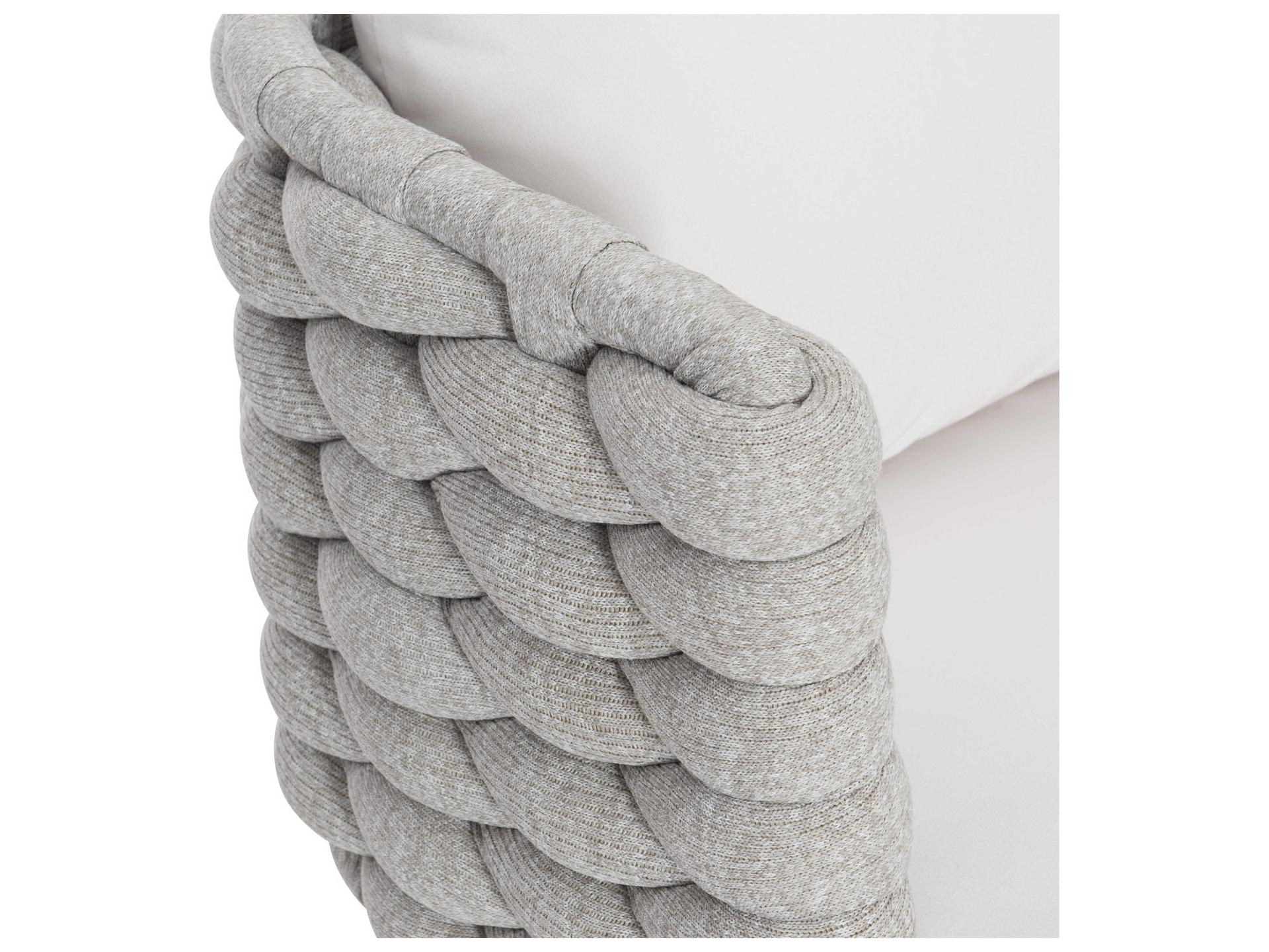 Bernhardt Exteriors Silver Mist Santa Cruz Arm Outdoor Dining Chair with Nordic Grey Cushion