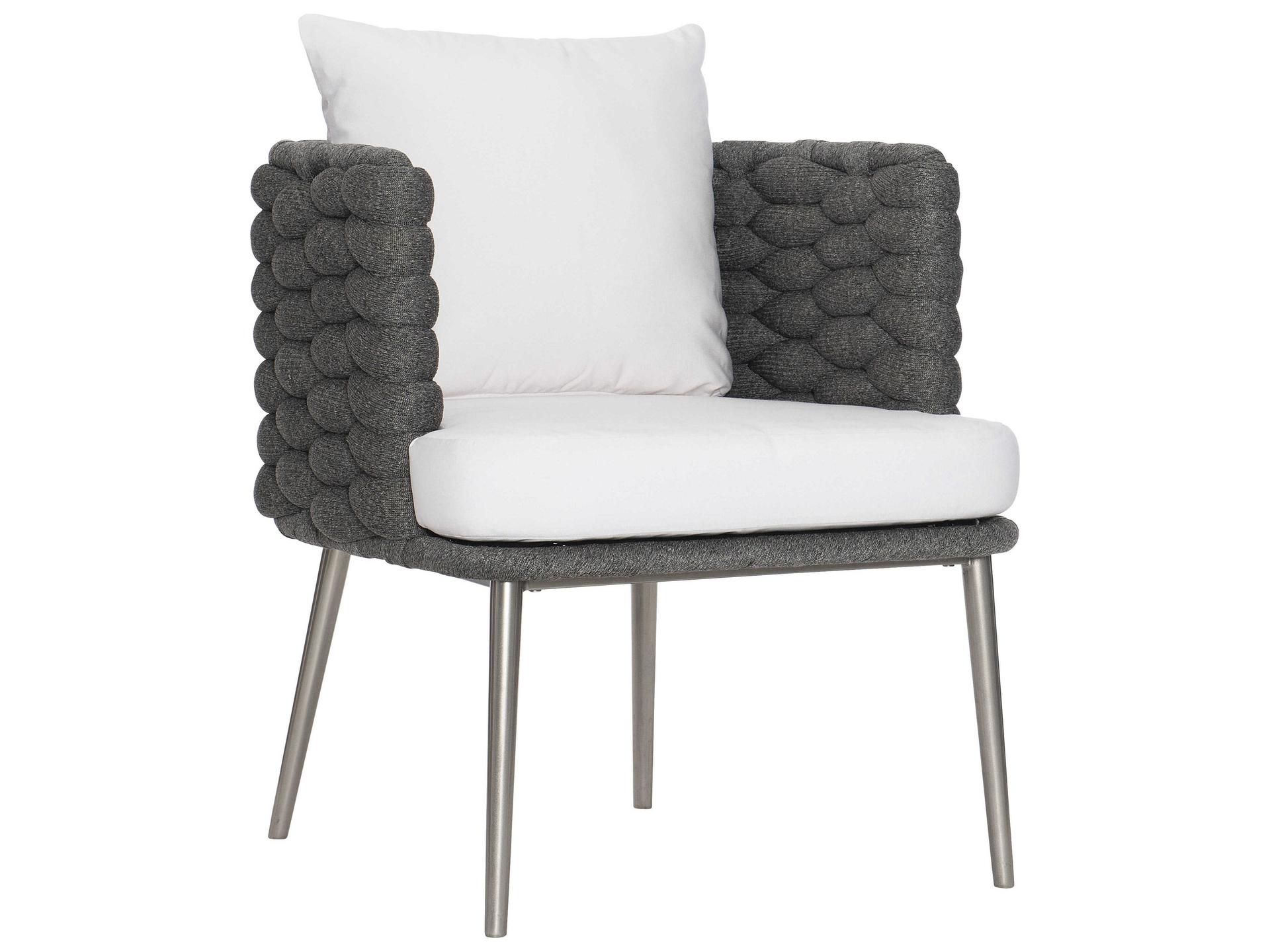 Cadet Gray / Silver Mist Santa Cruz Arm Outdoor Patio Dining Chair with Cushion